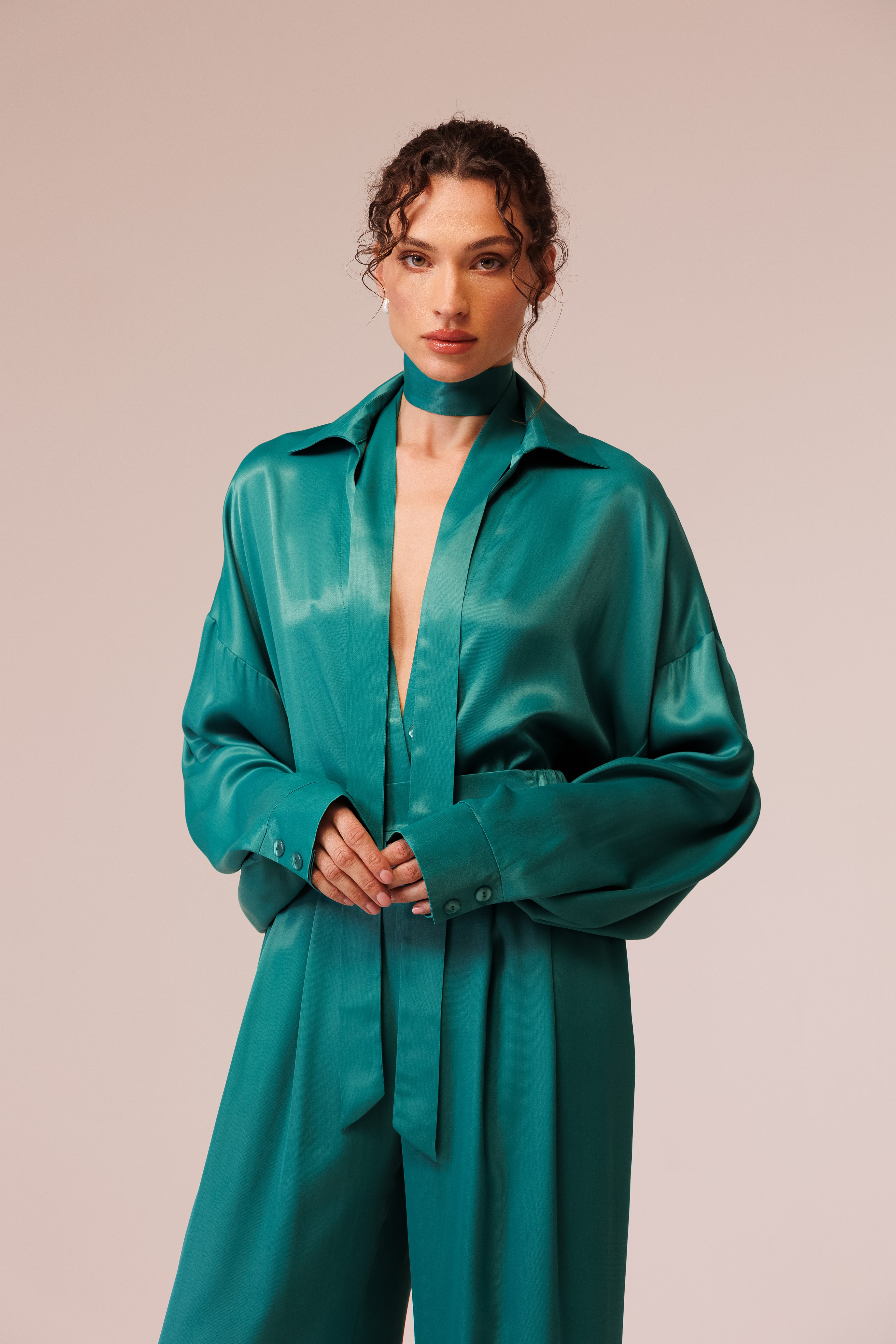 Chemise ample en satin