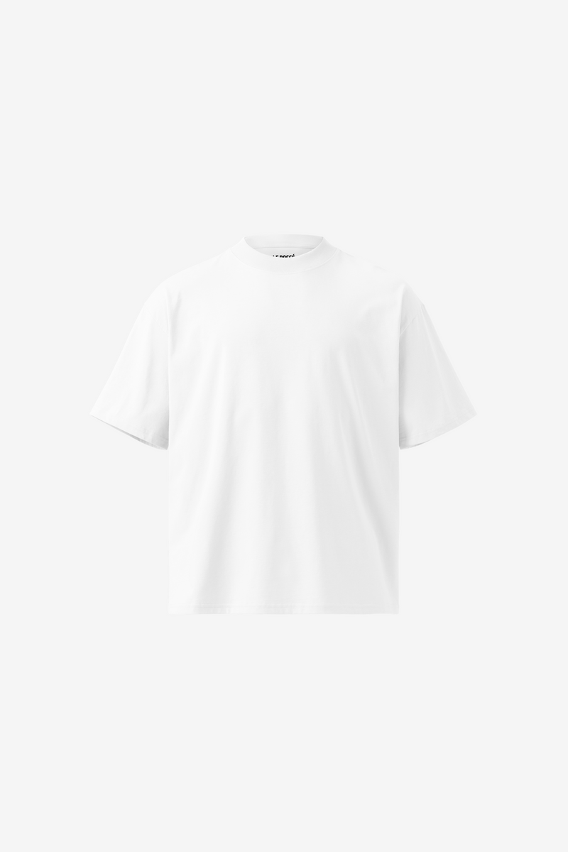 T-shirt oversize z organicznej bawełny z wysokim kołnierzem