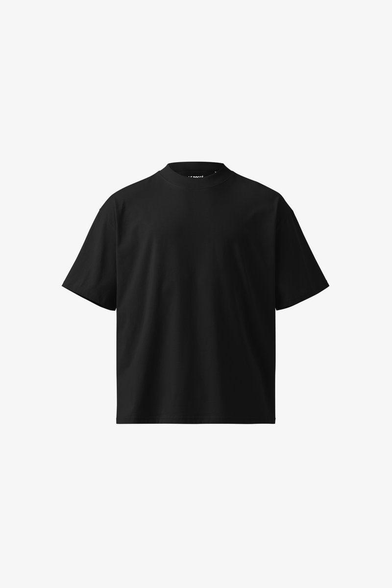 T-shirt oversize z organicznej bawełny z wysokim kołnierzem
