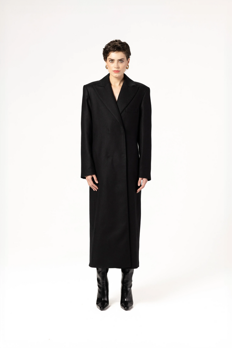 Płaszcz damski maxi z wełny i kaszmiru