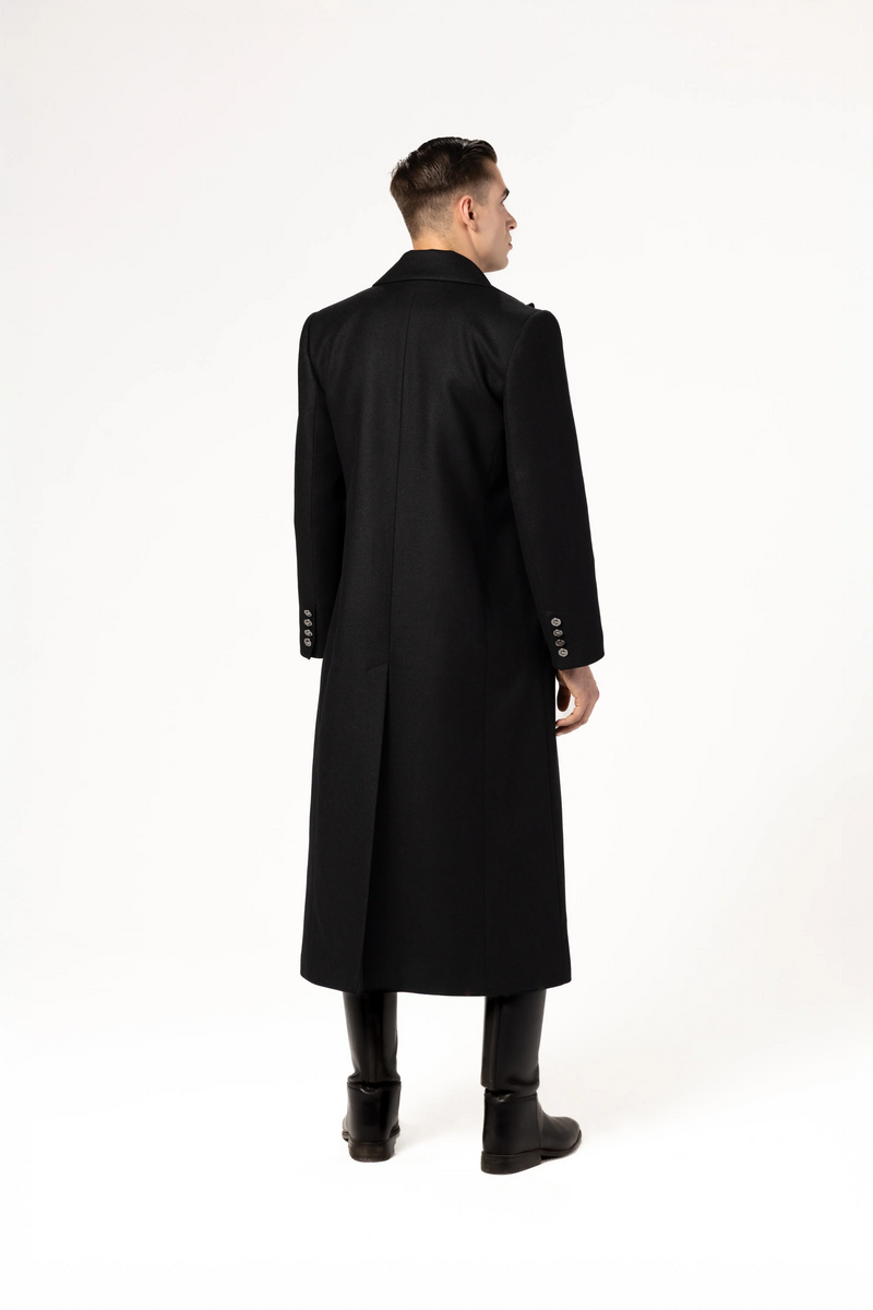 Płaszcz męski maxi z wełny i kaszmiru