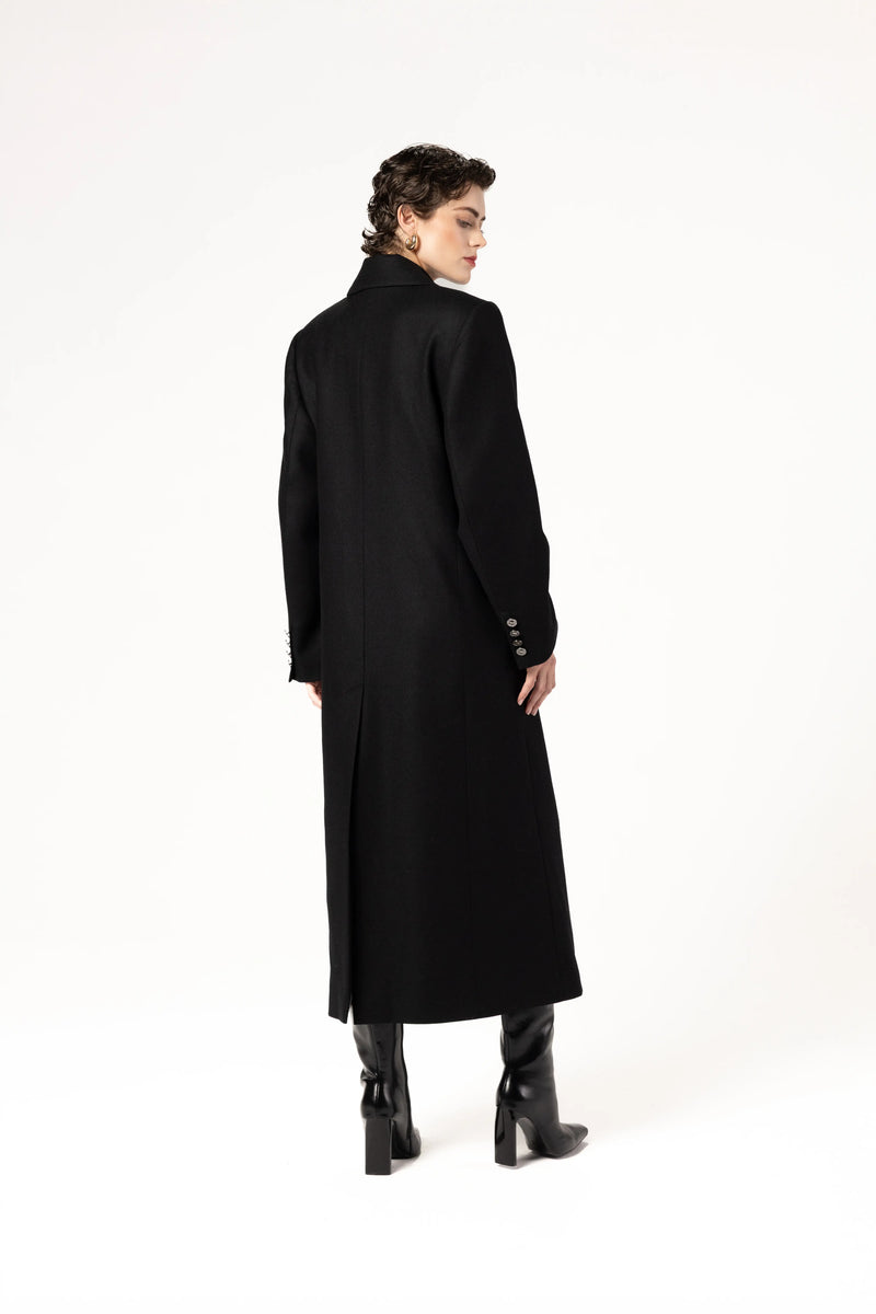 Płaszcz damski maxi z wełny i kaszmiru