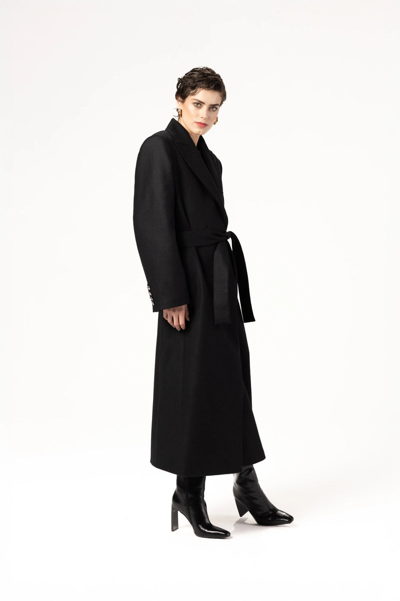 Płaszcz damski maxi z wełny i kaszmiru