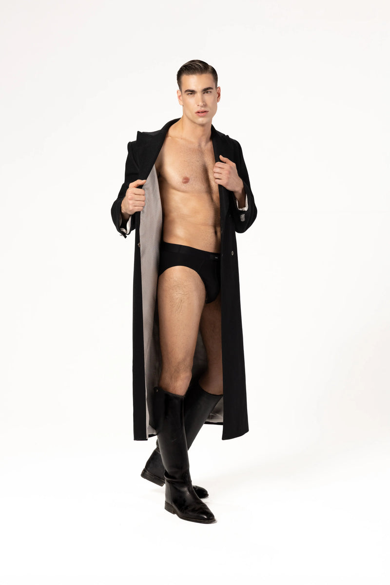 Płaszcz męski maxi z wełny i kaszmiru