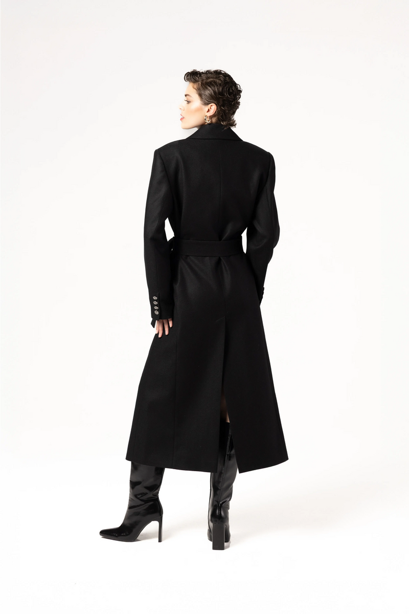 Płaszcz damski maxi z wełny i kaszmiru