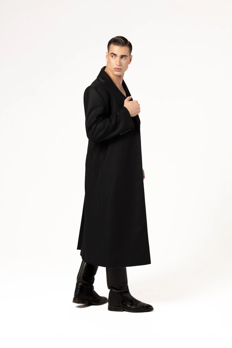 Płaszcz męski maxi z wełny i kaszmiru