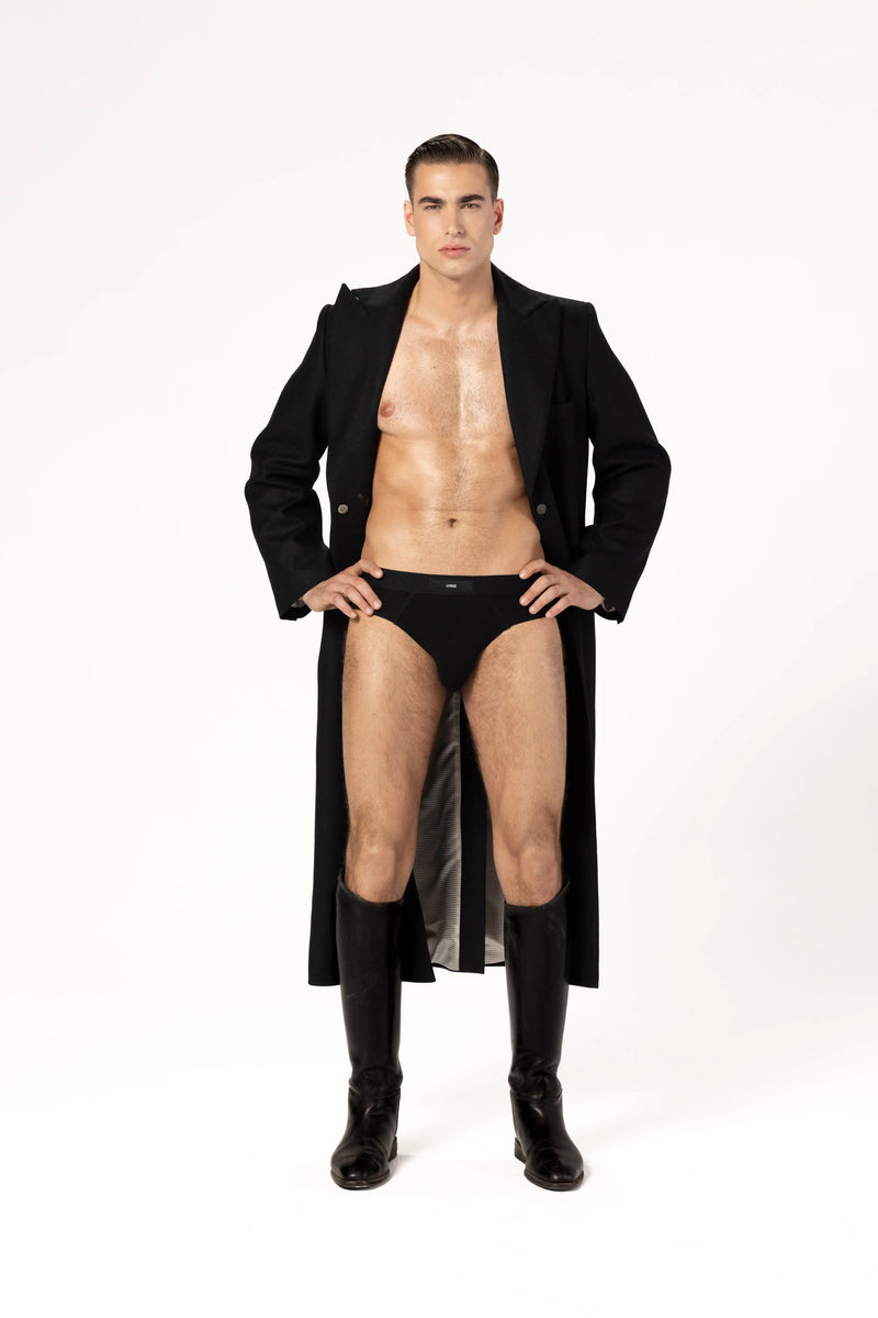 Płaszcz męski maxi z wełny i kaszmiru