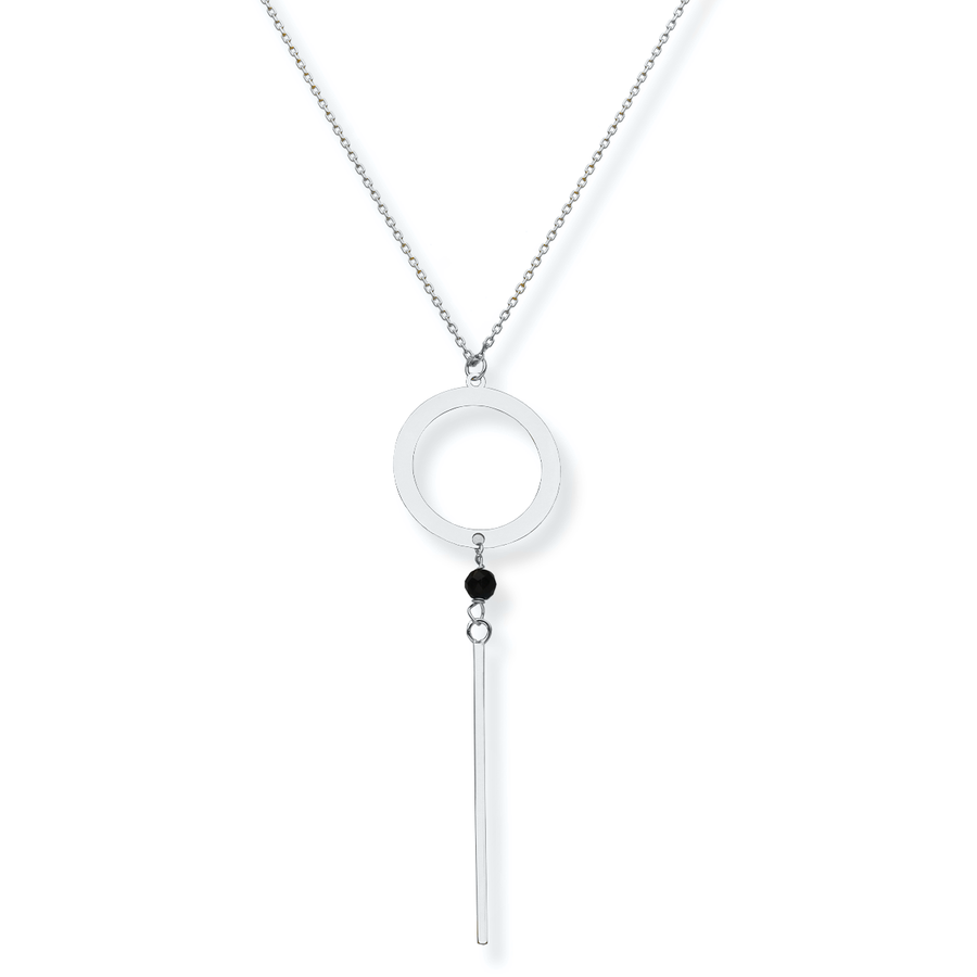 Collana con barretta e pietra nera (argento)