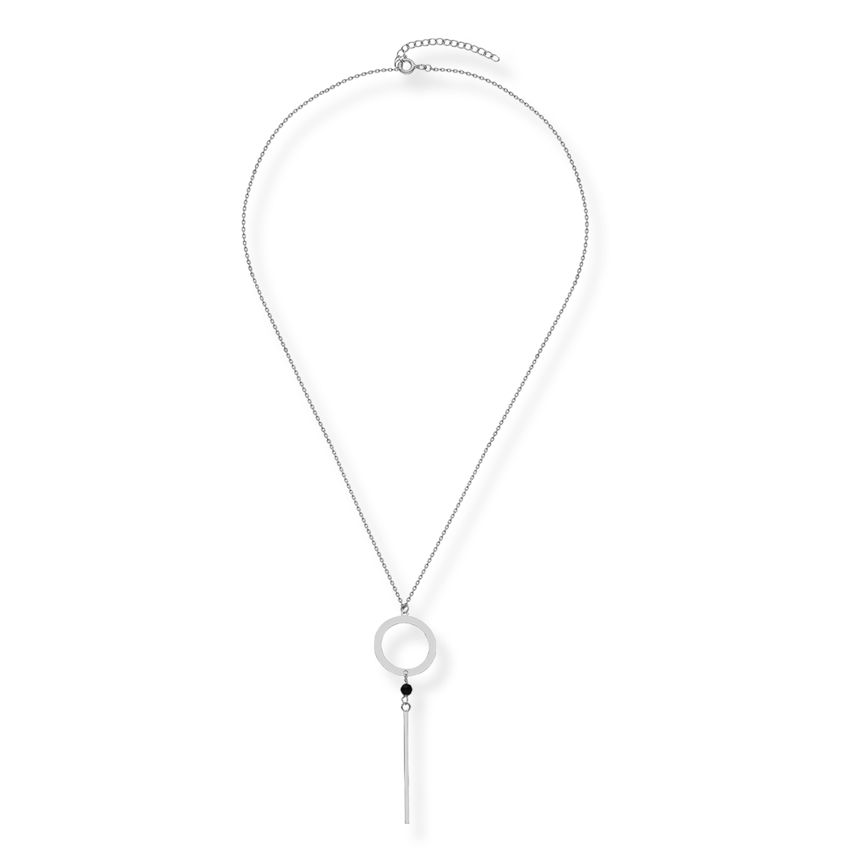 Halskette mit Stab und schwarzem Stein (Silber)