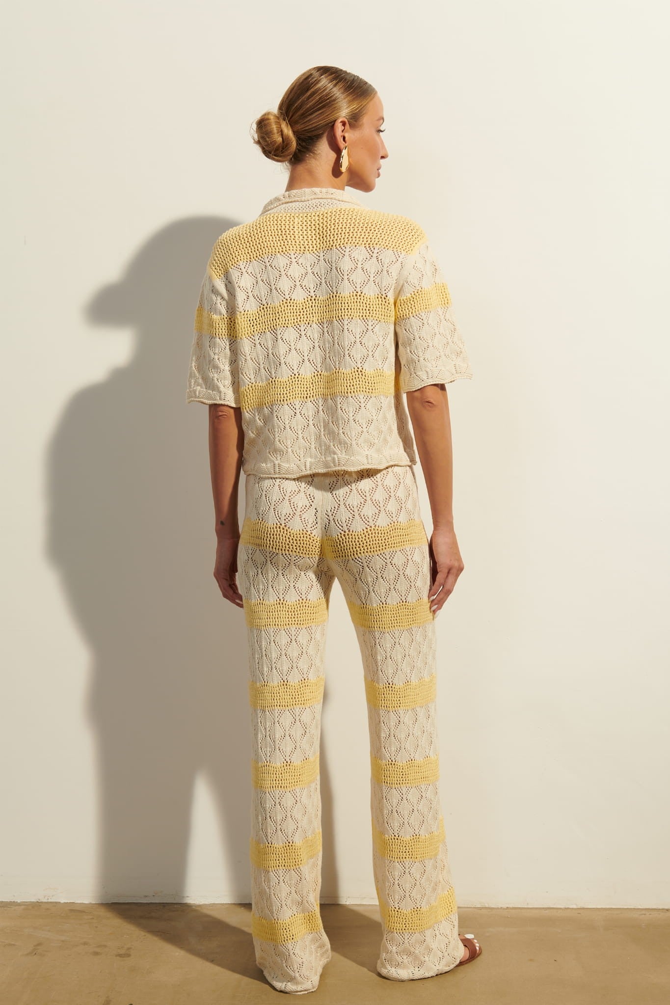 Cream with yellow Via pants image 3