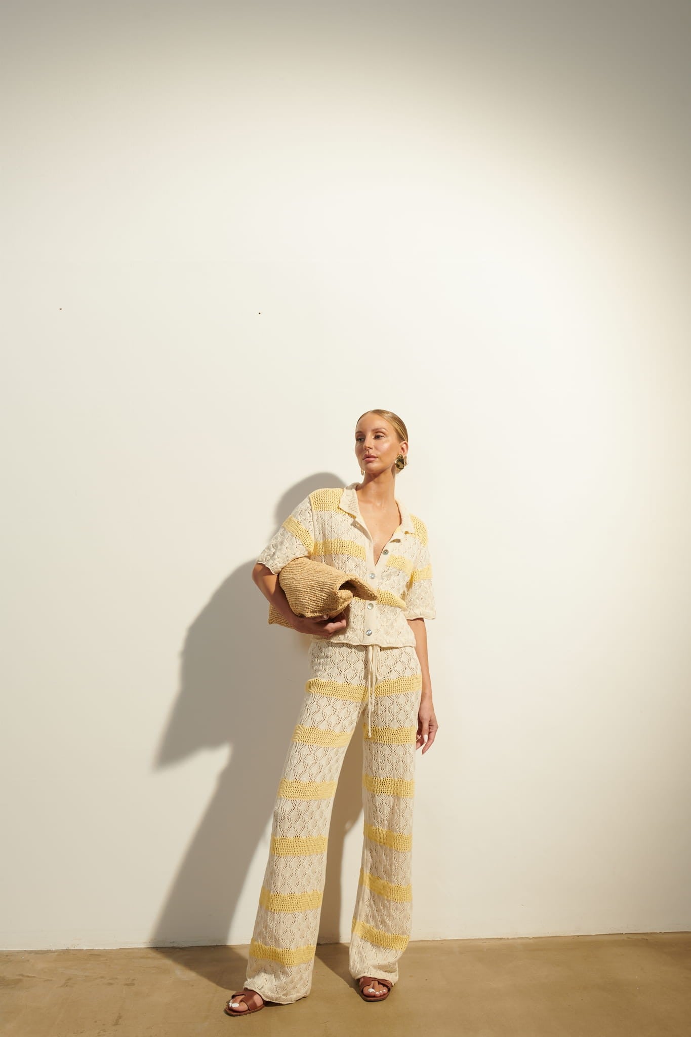 Cream with yellow Via pants image 4