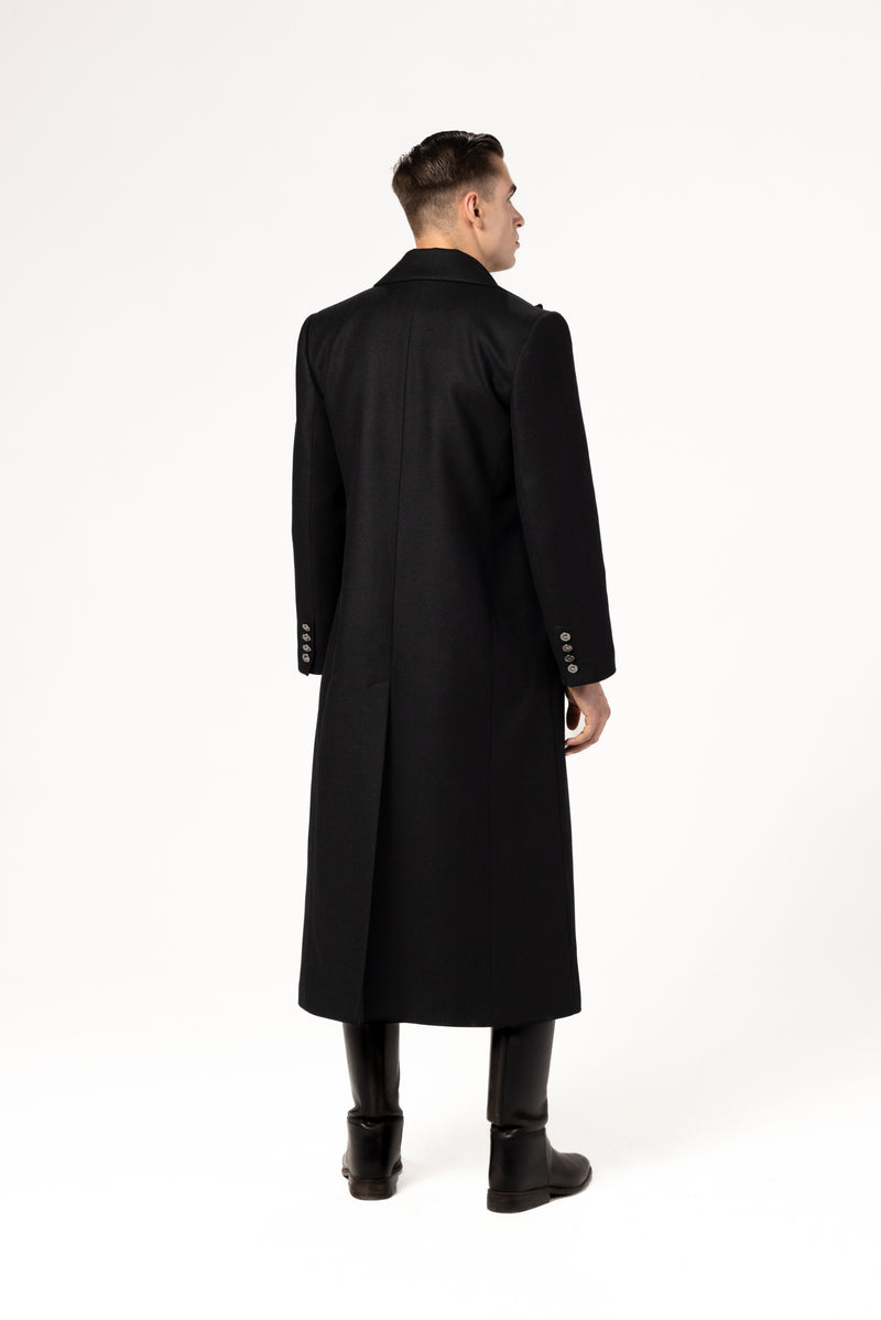 남성용 울과 캐시미어 소재 맥시 코트