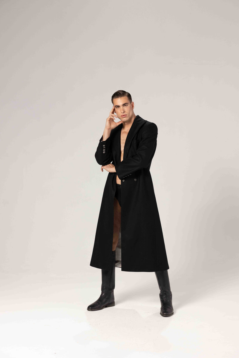 남성용 울과 캐시미어 소재 맥시 코트
