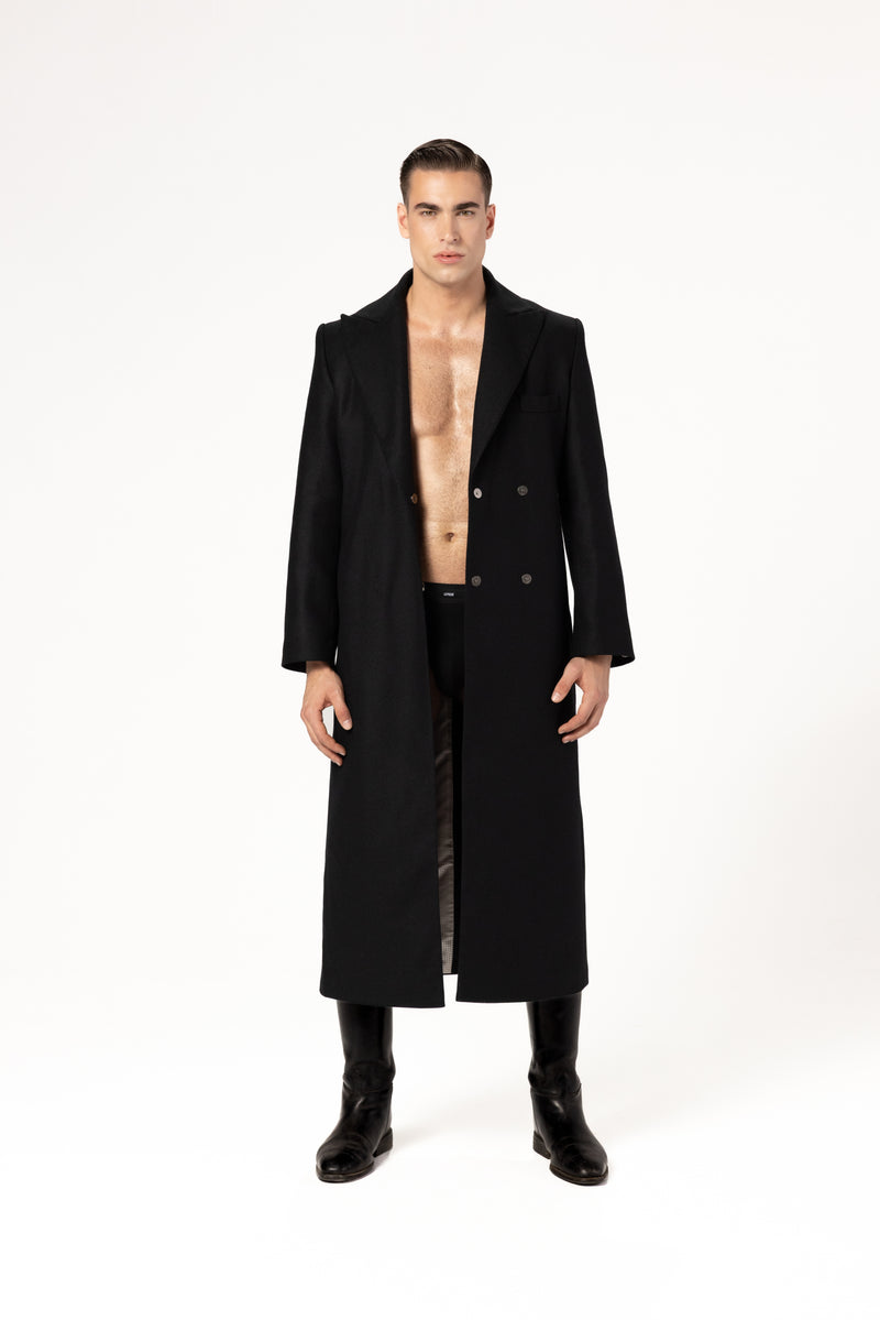 남성용 울과 캐시미어 소재 맥시 코트