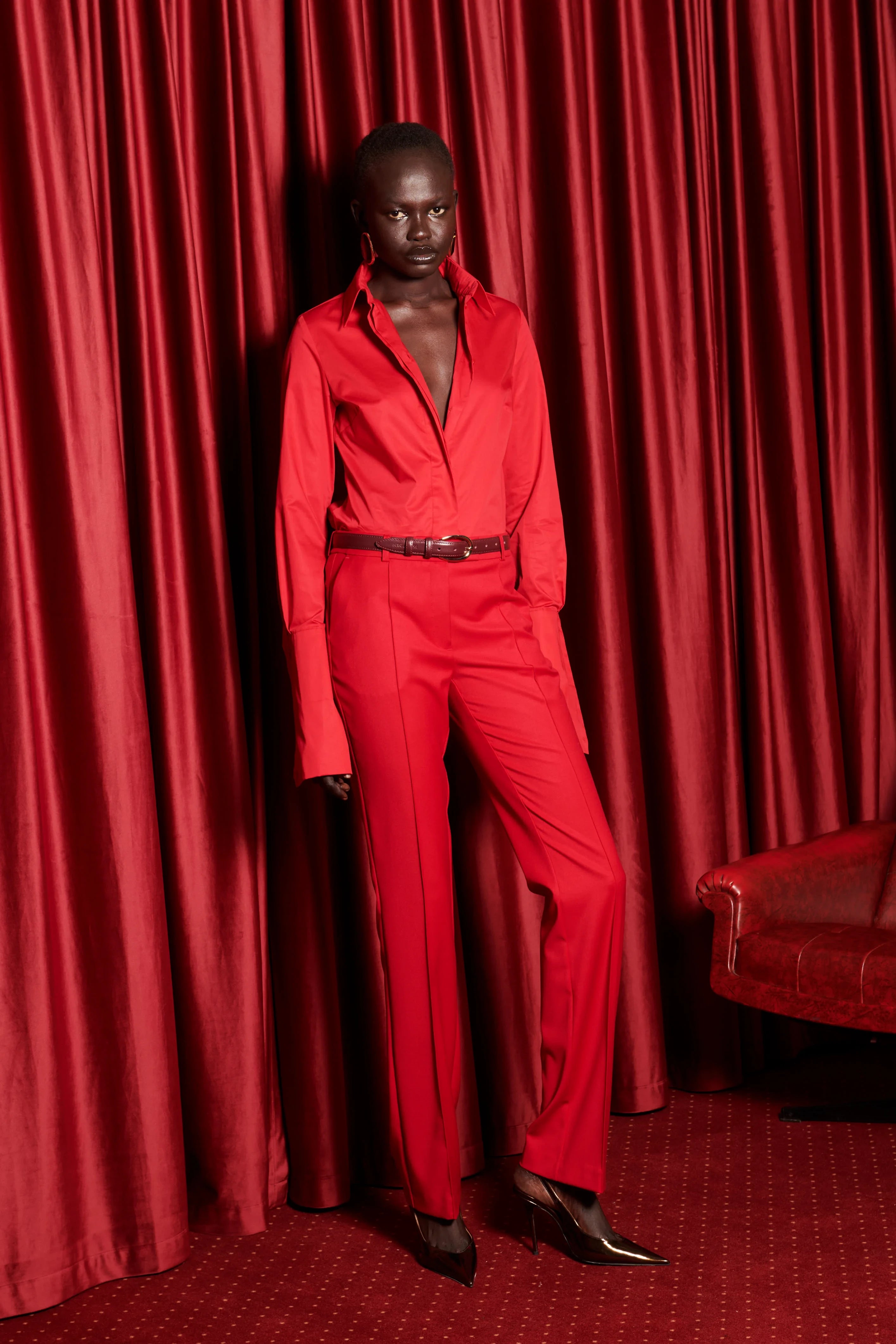 Red Flare pants image 2