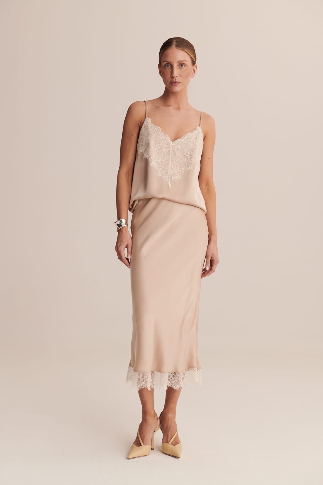 Camel Satin skirt Coco image 3