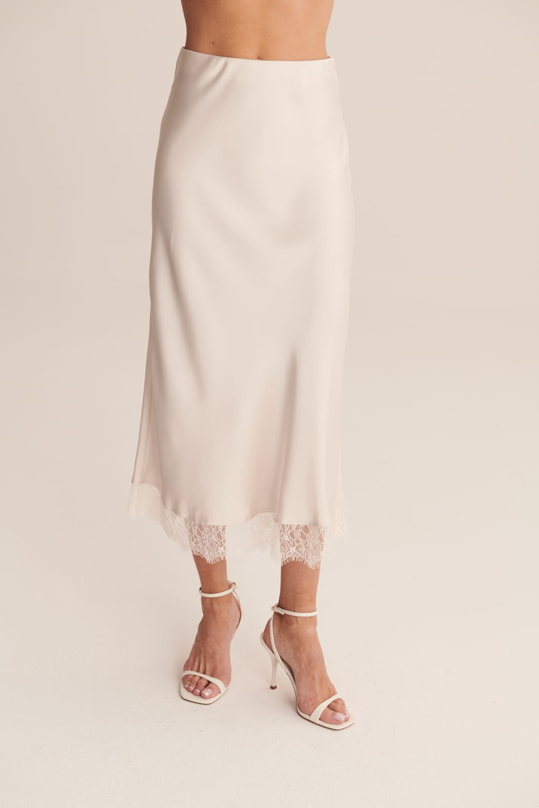 Beige Satin skirt Coco image 1