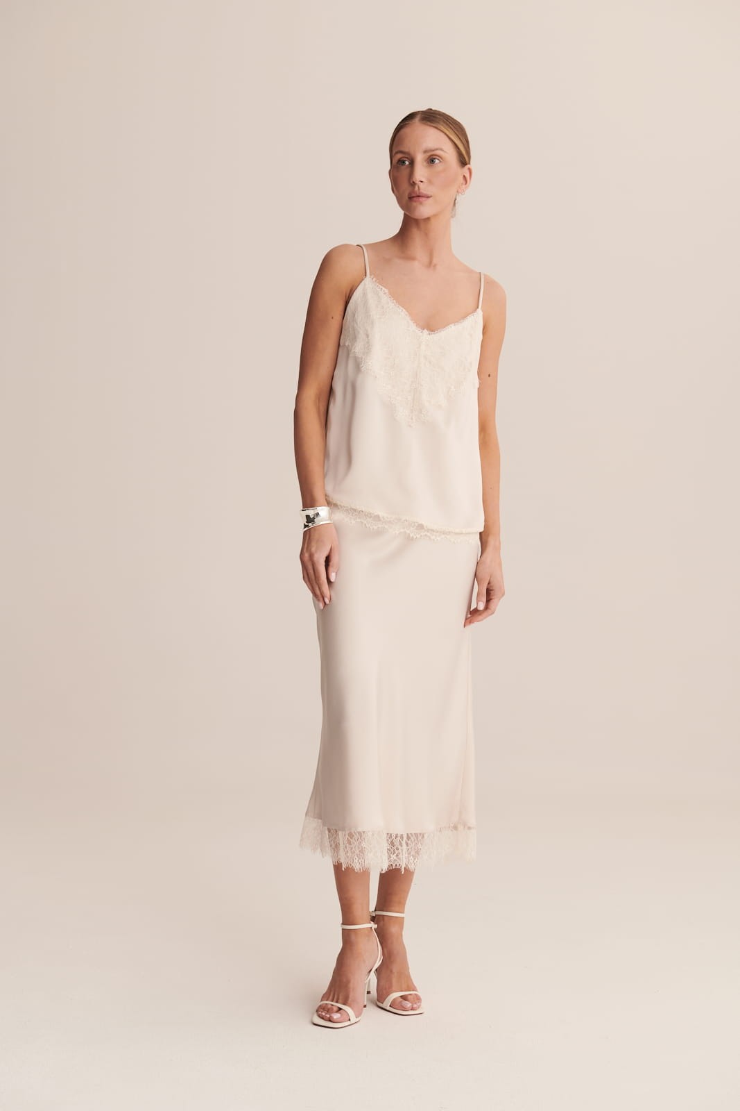 Beige Satin skirt Coco image 3