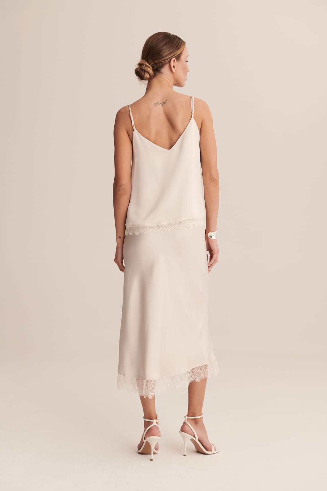 Beige Satin skirt Coco image 4