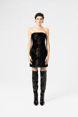 Cocktail dress in faux fur effect fabric