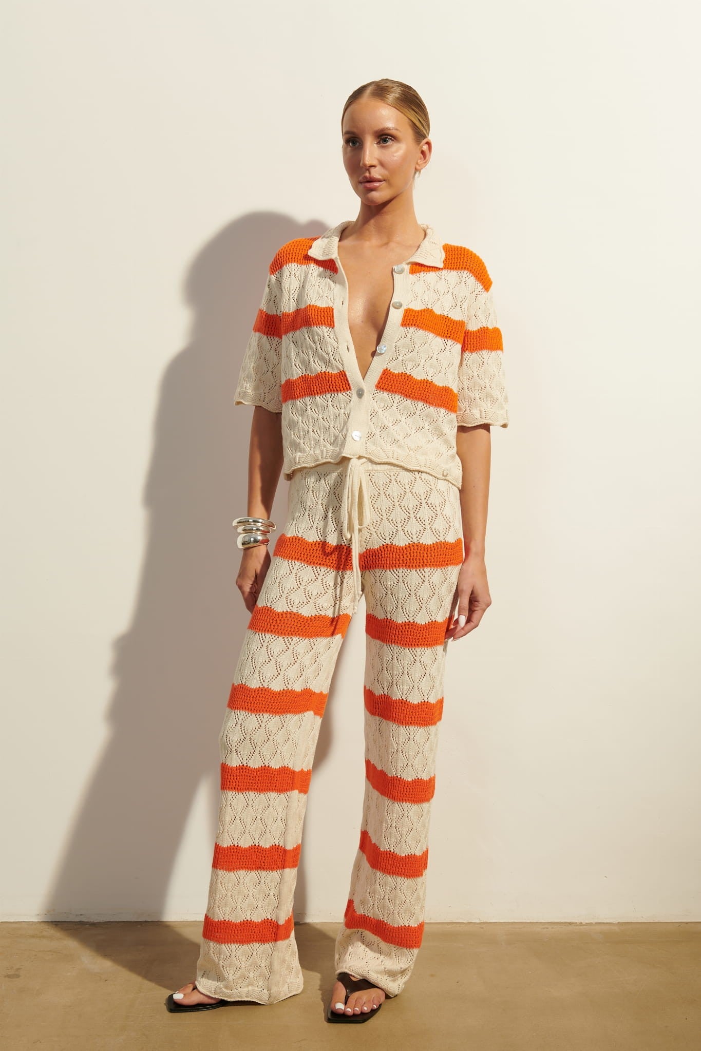 Cream with orange Via pants image 5