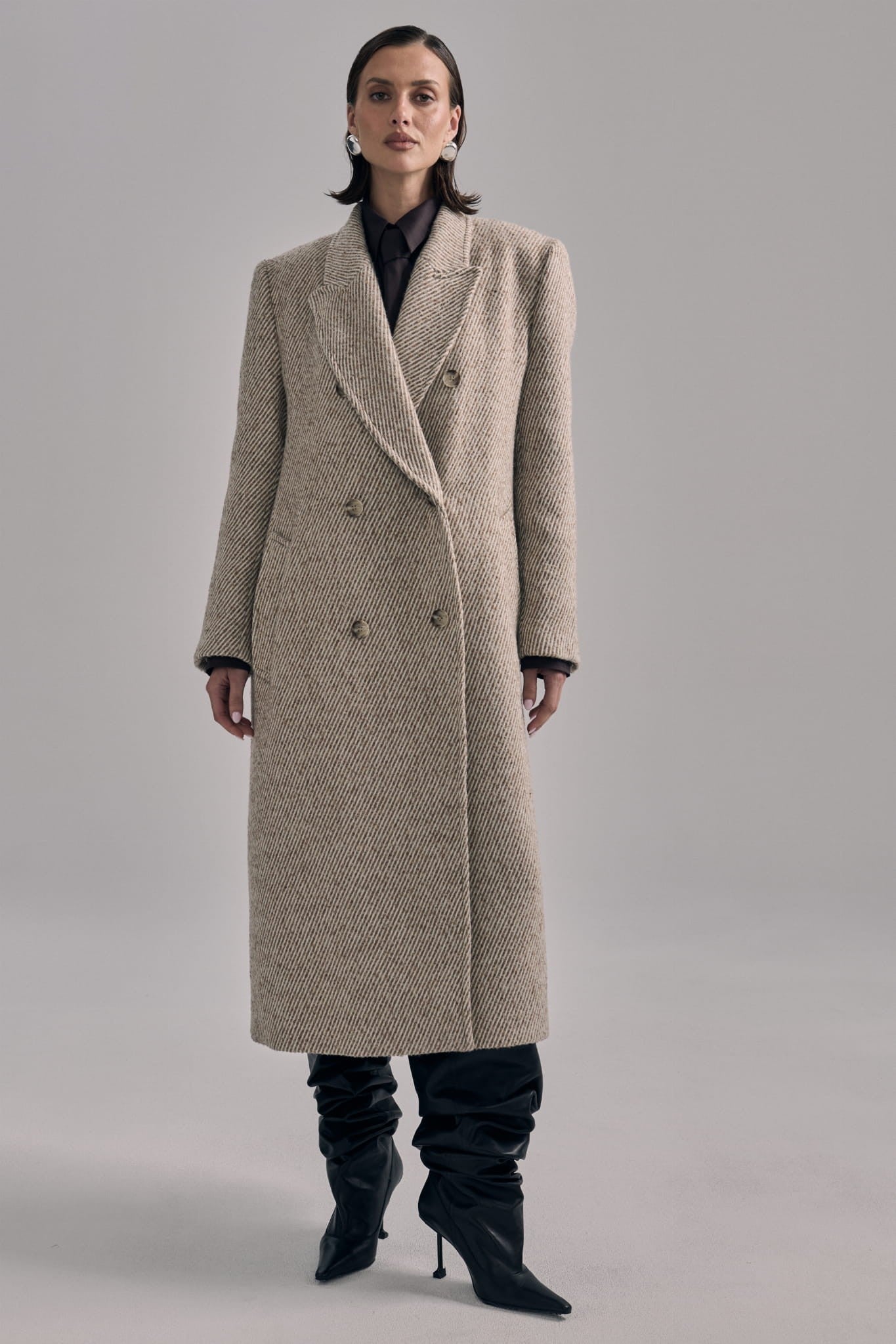 Cream with beige Mia coat image 2