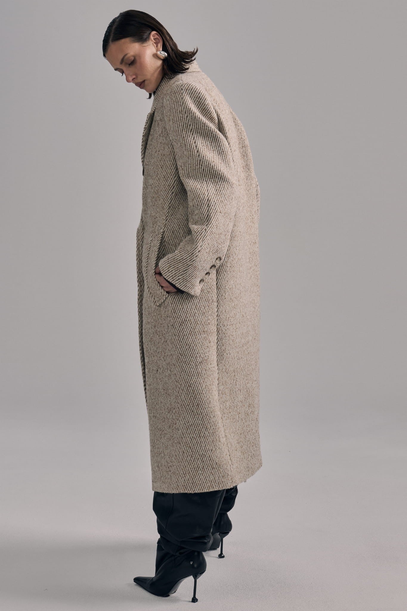 Cream with beige Mia coat image 4