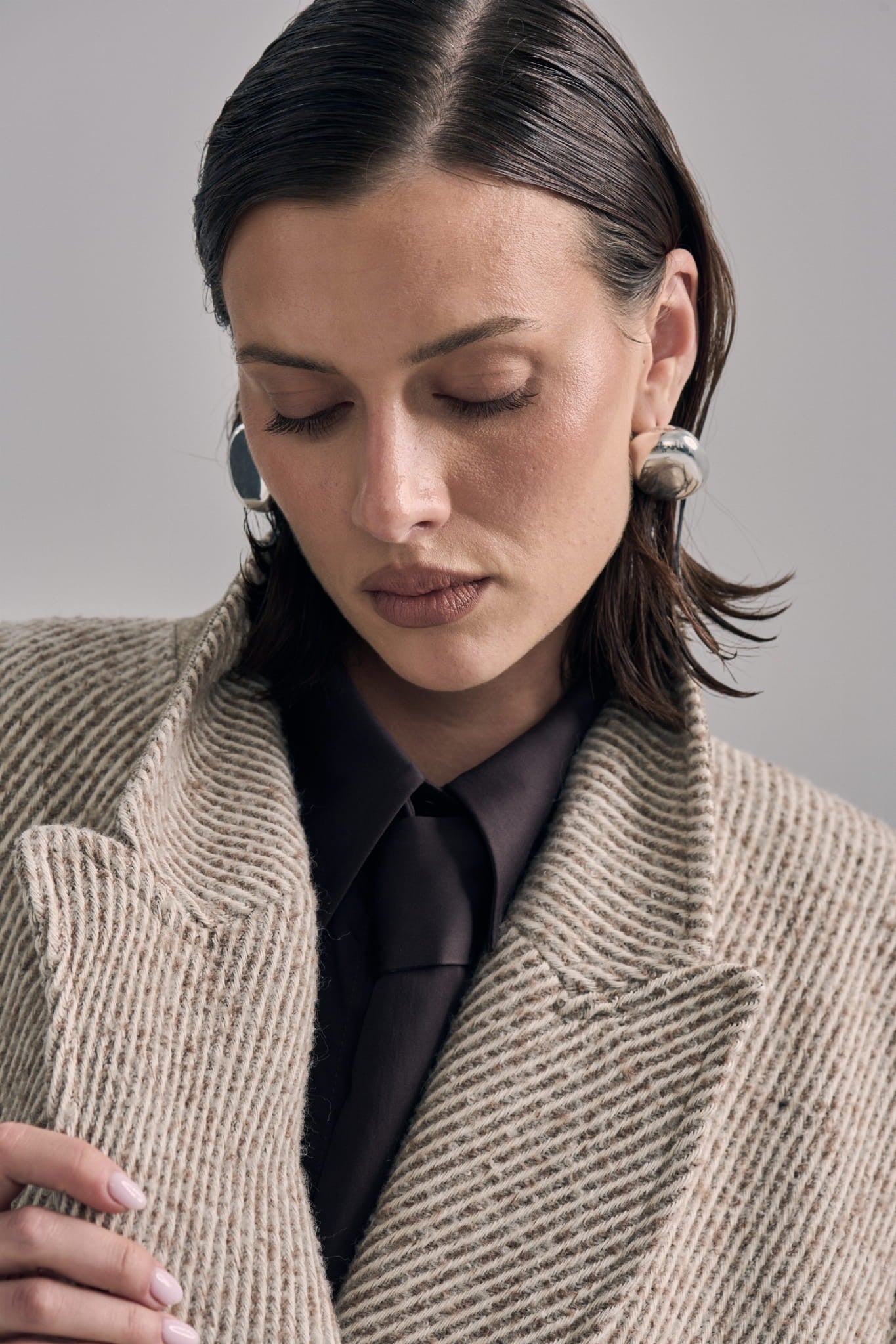 Cream with beige Mia coat image 5