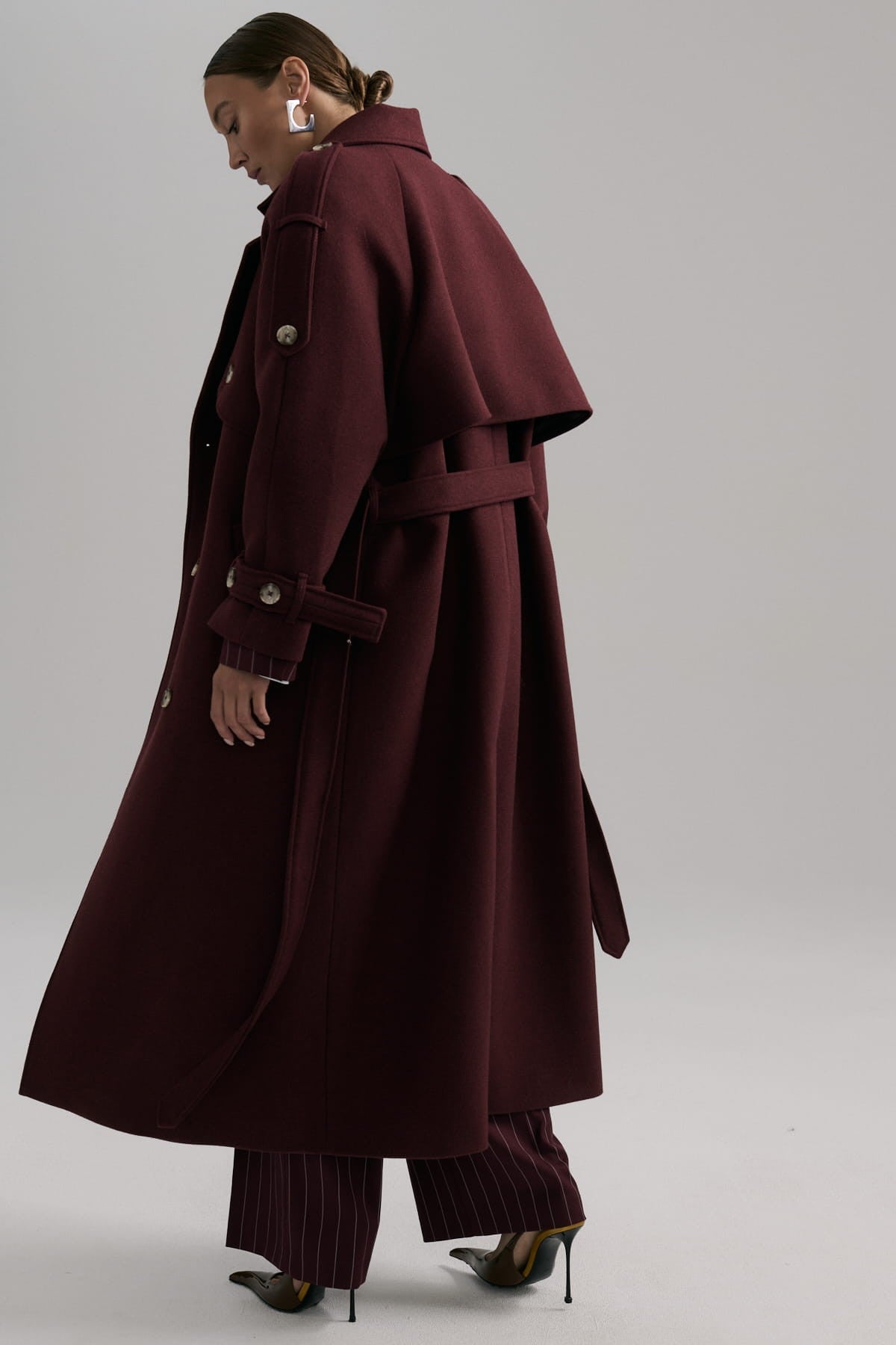 Burgundy Over tied coat image 1