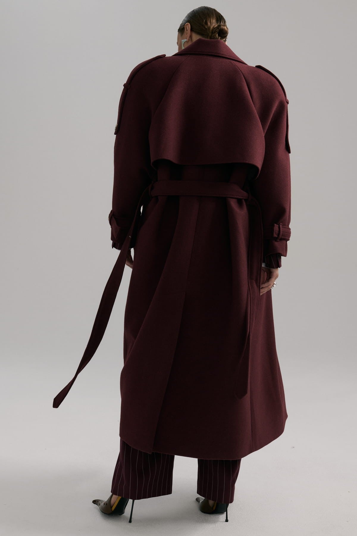 Burgundy Over tied coat image 3