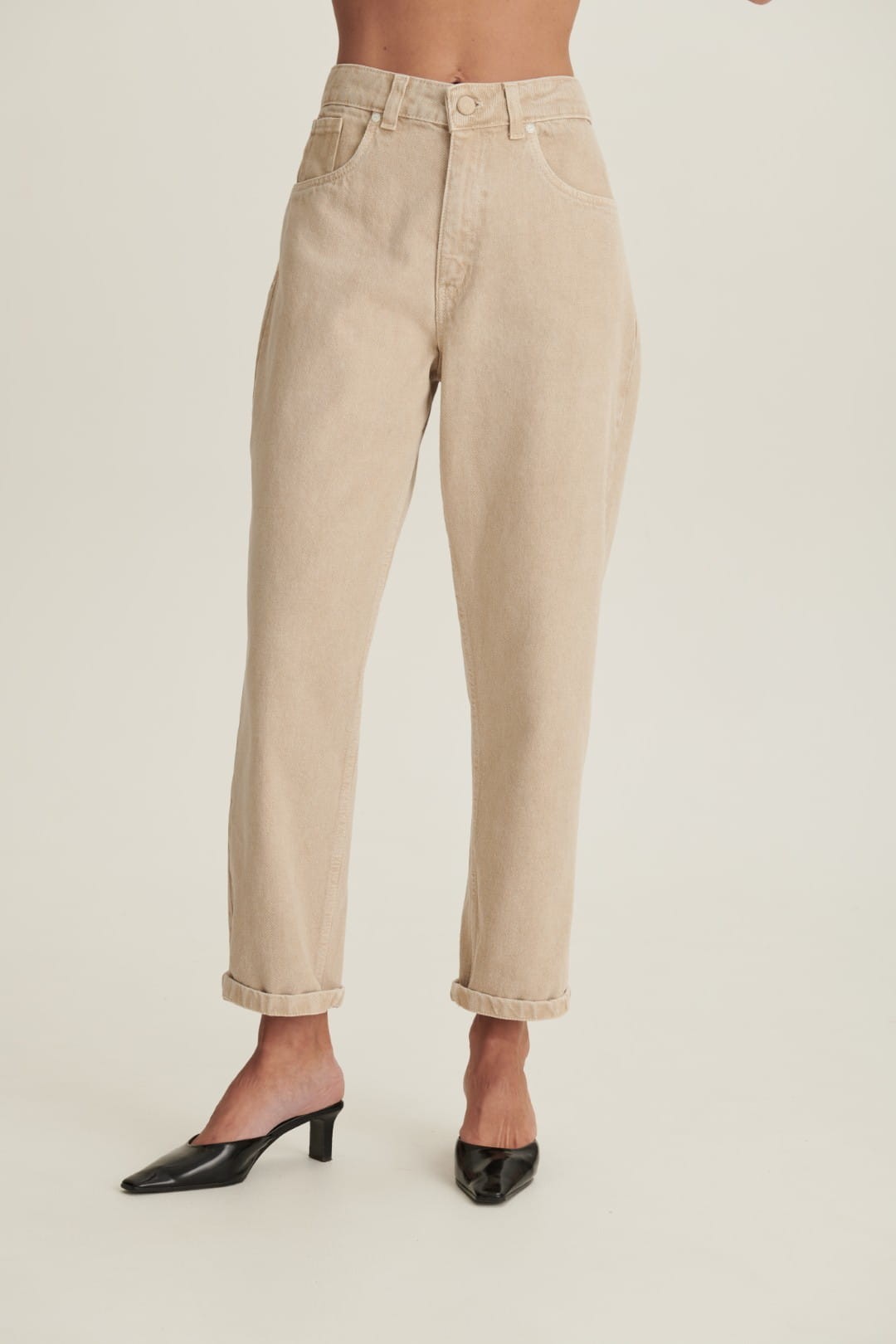 Beige Jeans Mom Fit image 2