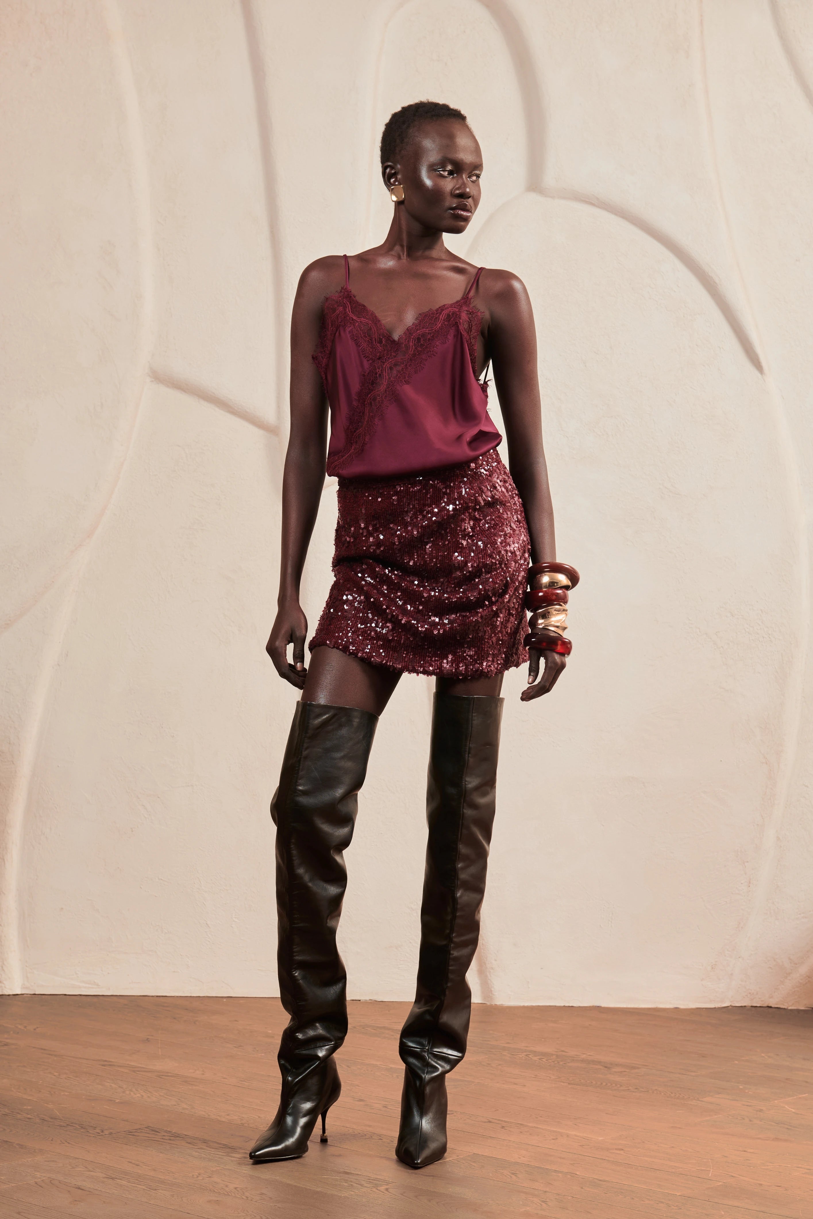 Burgundy Sparkle skirt image 2