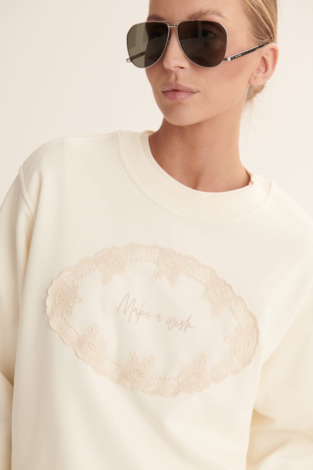 Cream Lace sweatshirt image 9