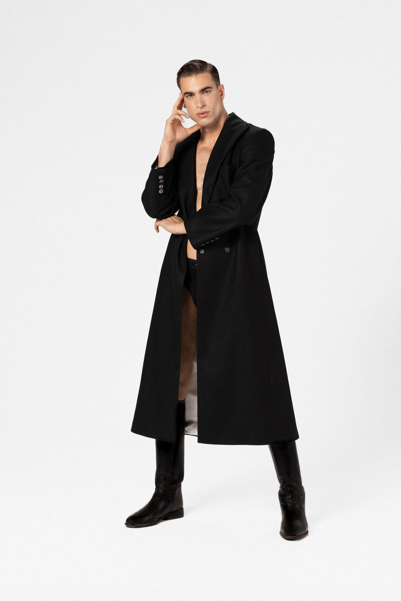 Manteau maxi homme en laine et cachemire