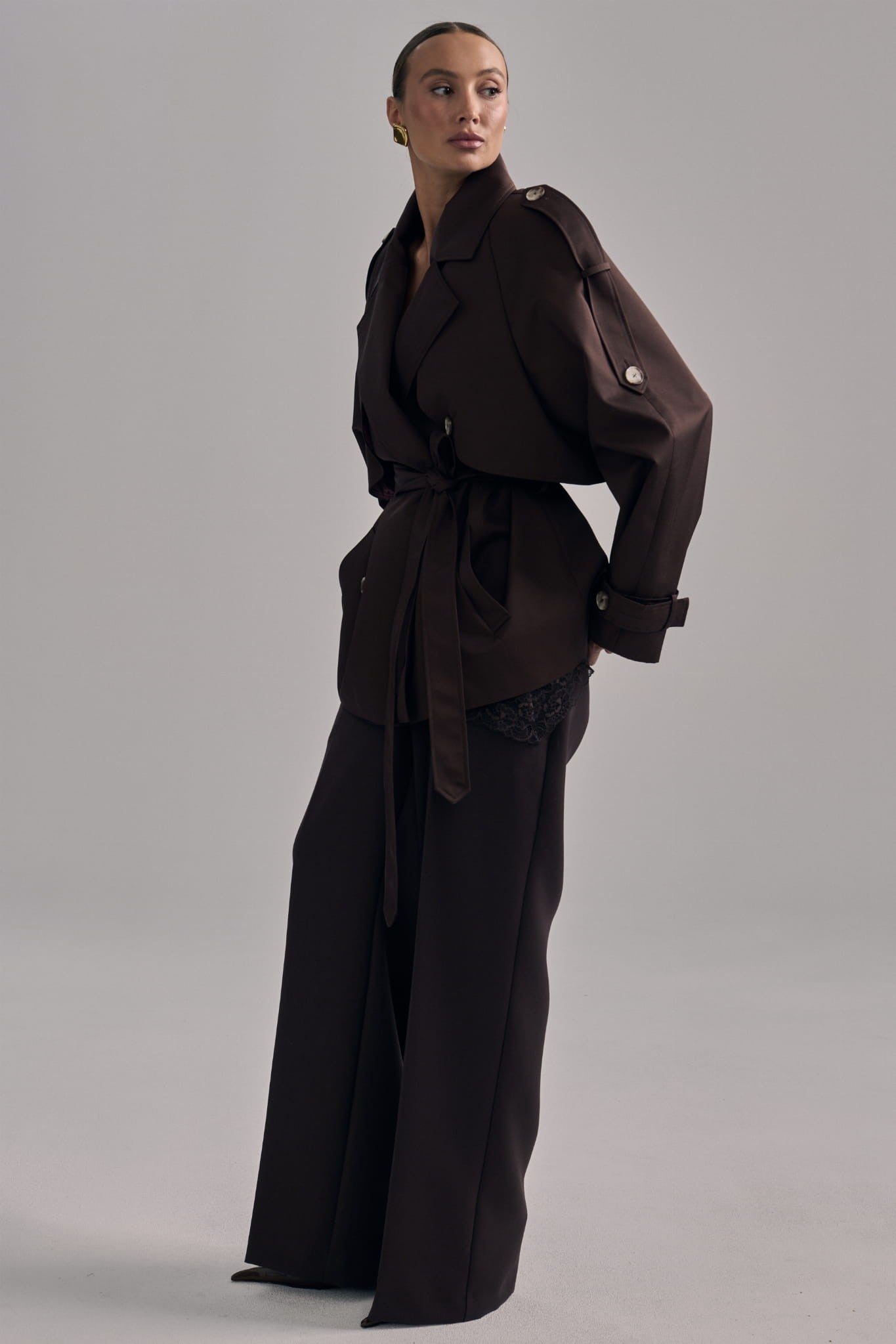 Brown Short trench coat Esme image 1