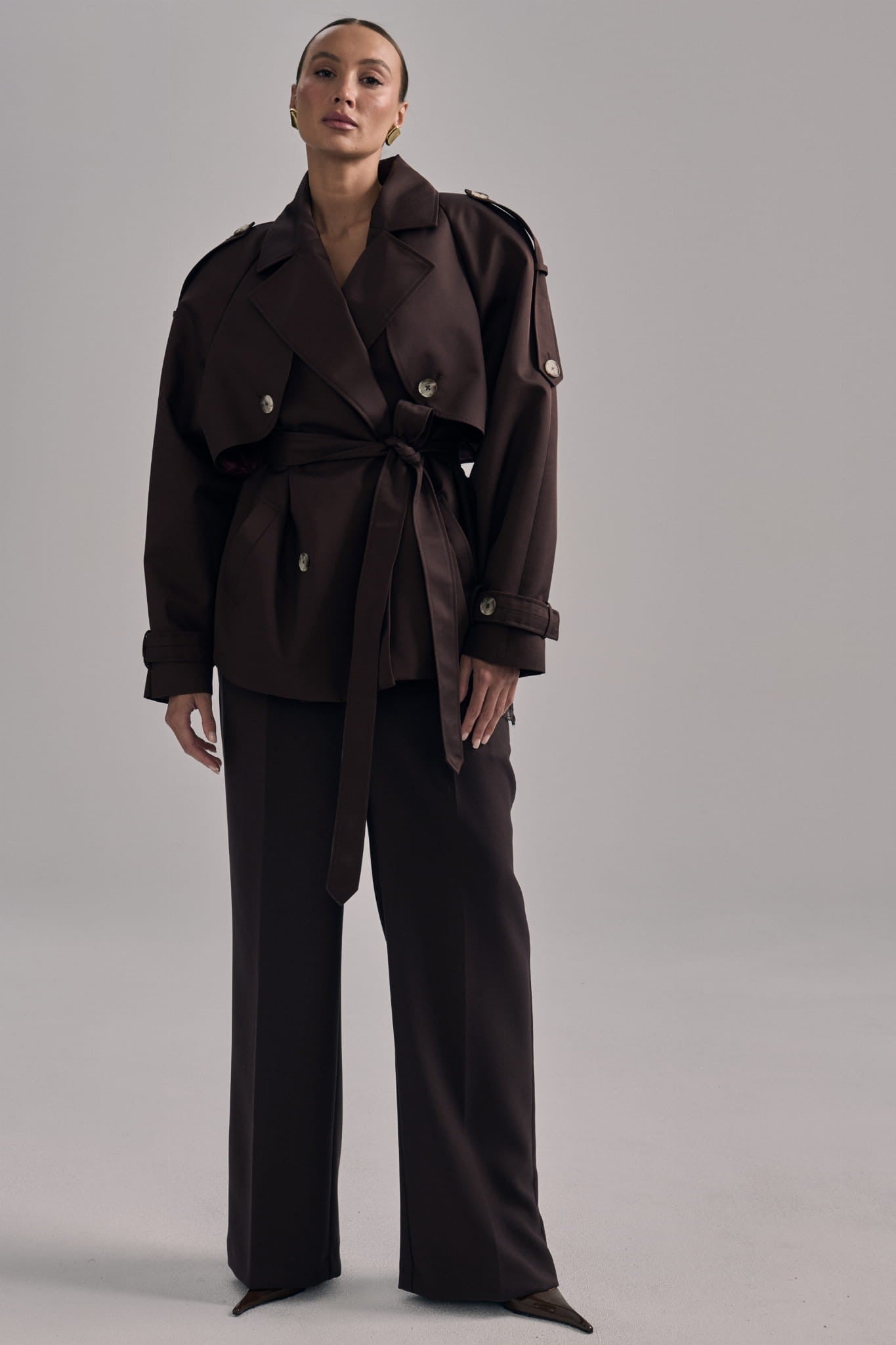 Brown Short trench coat Esme image 2