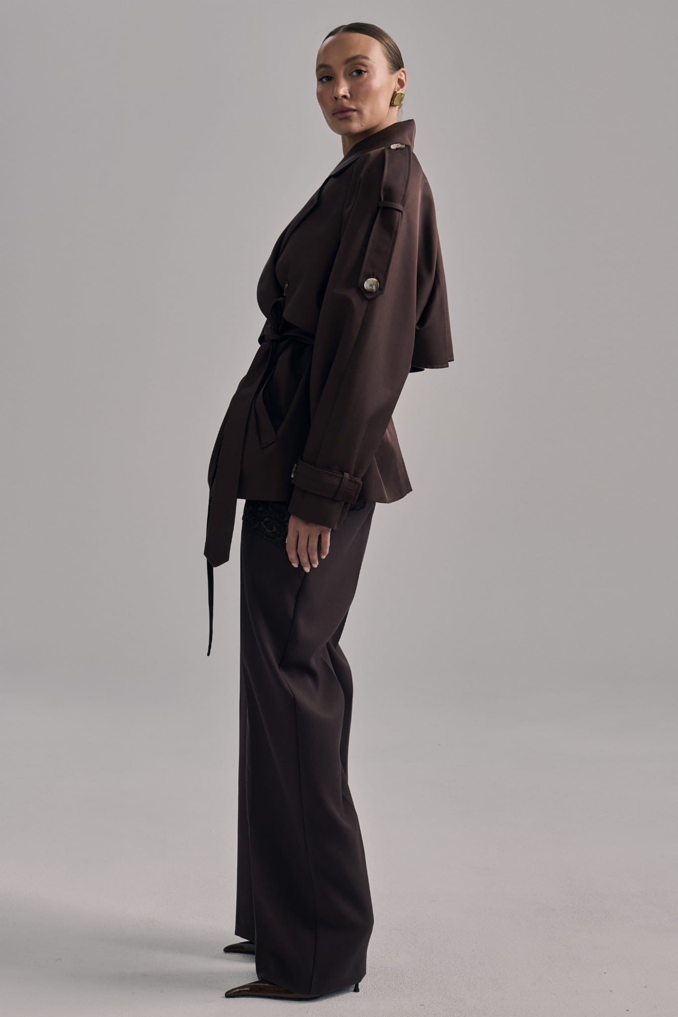 Brown Short trench coat Esme image 4