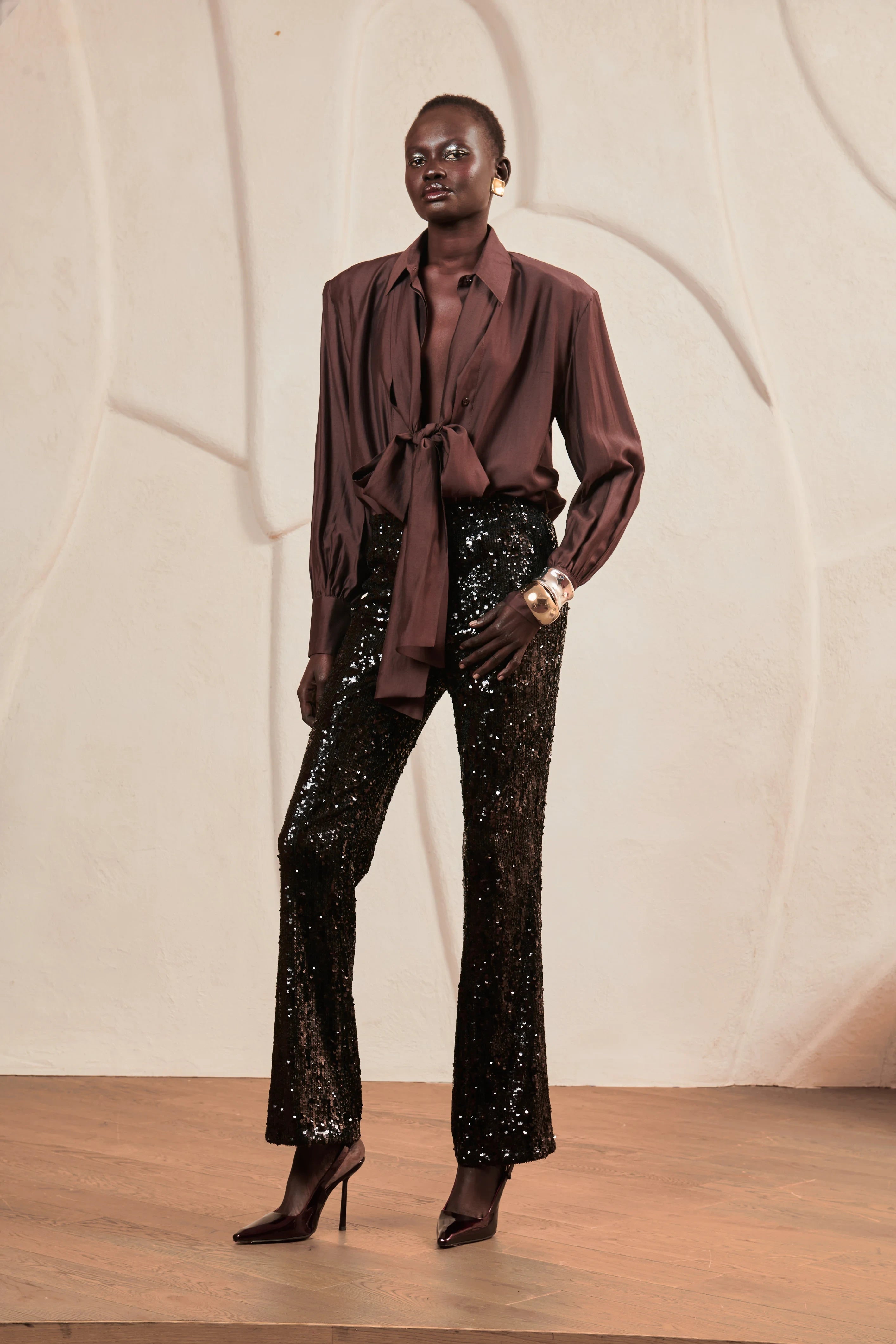 Brown Bow blouse image 2