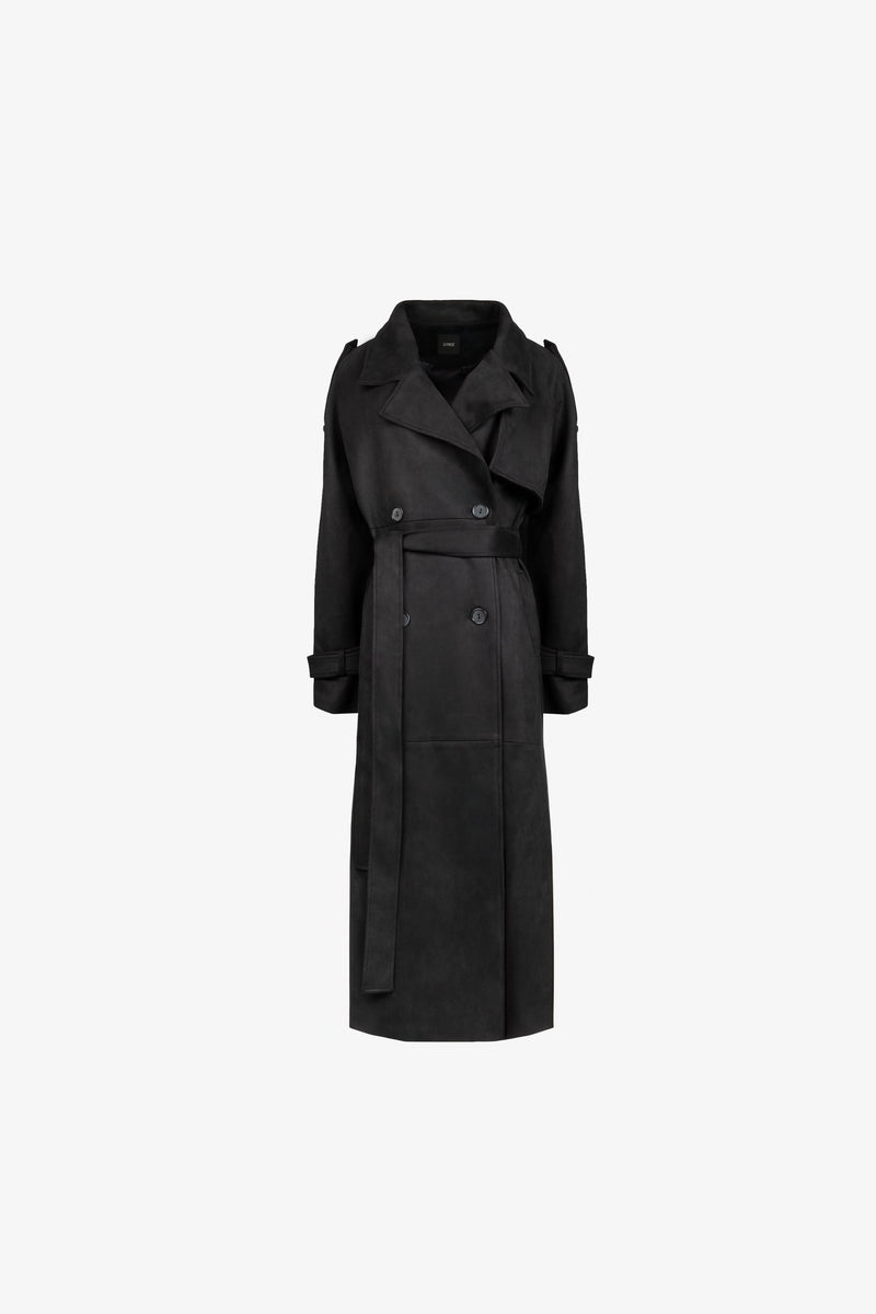 Manteau en coton suédé noir