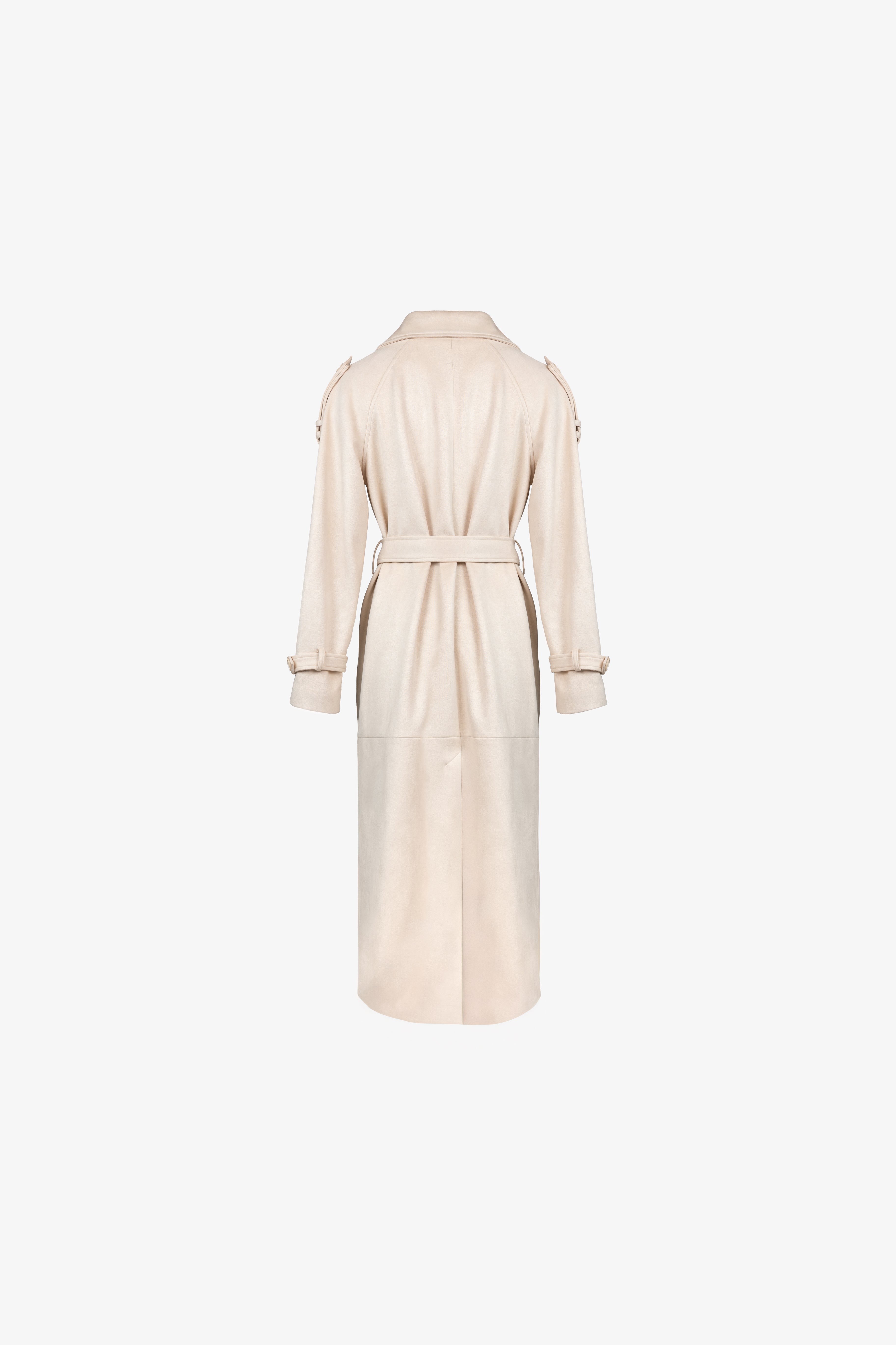 Manteau en coton daim et cuir beige clair
