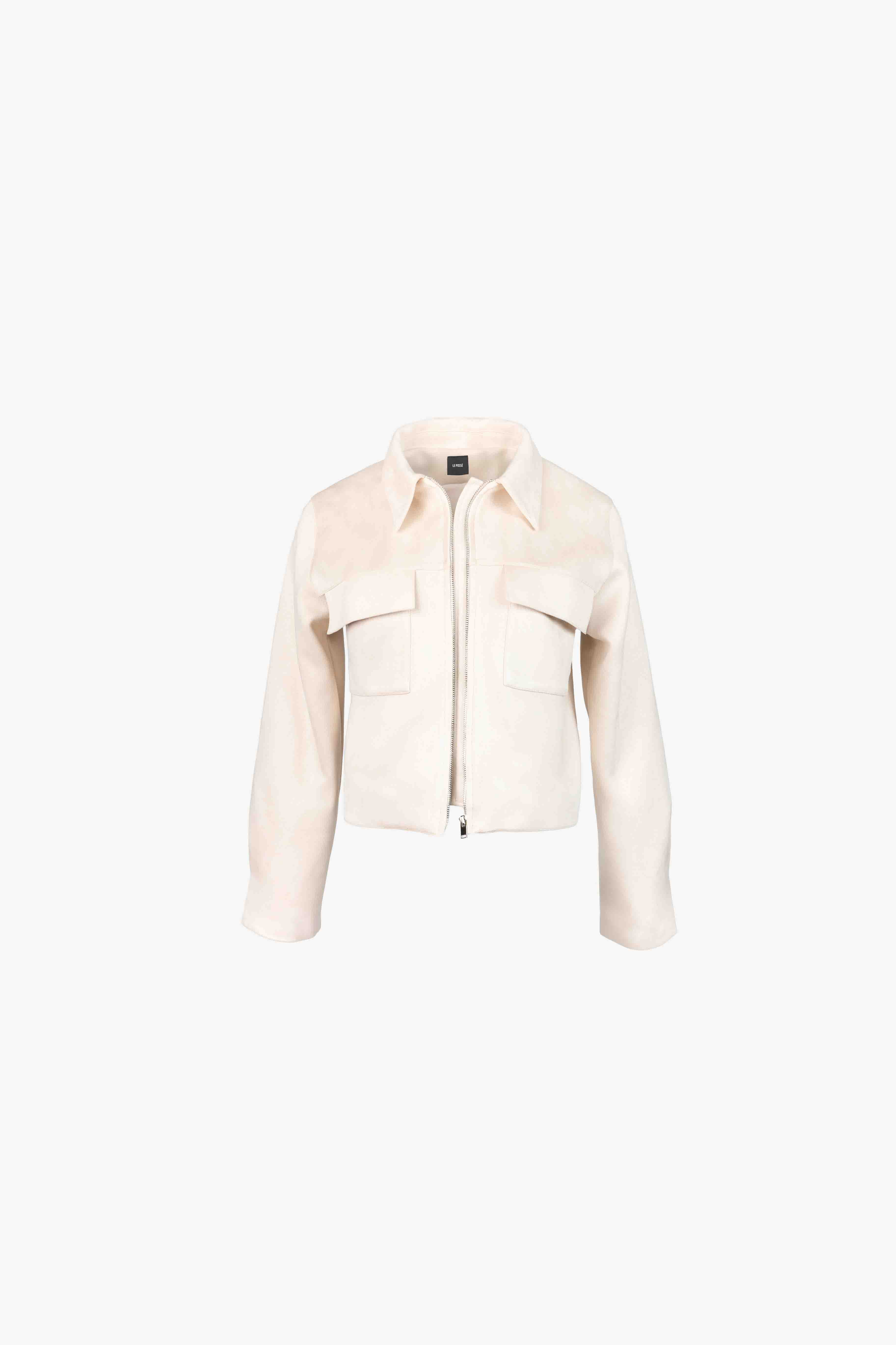 Veste en cuir de daim de coton beige clair