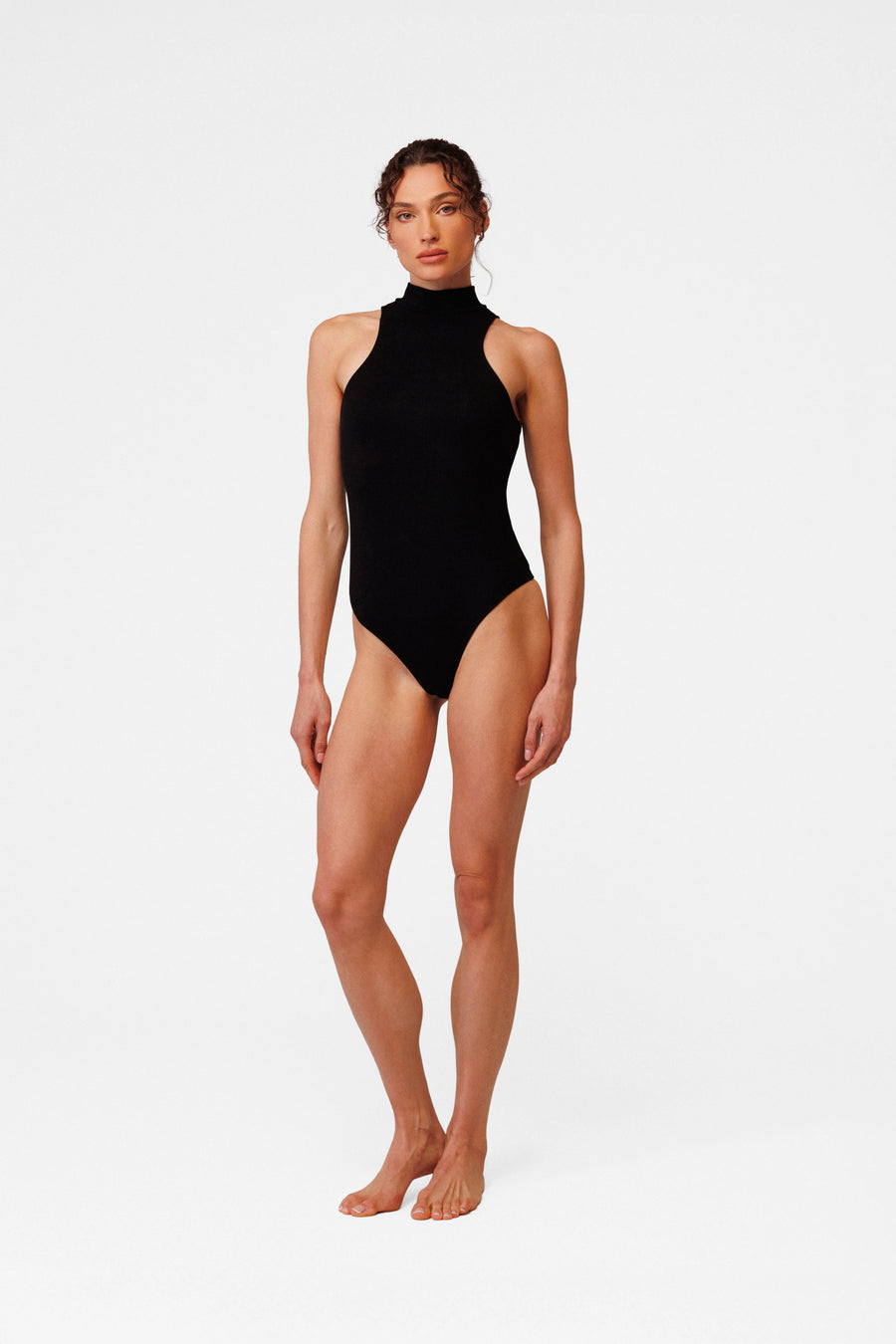 Cut out bodysuit with mock neck