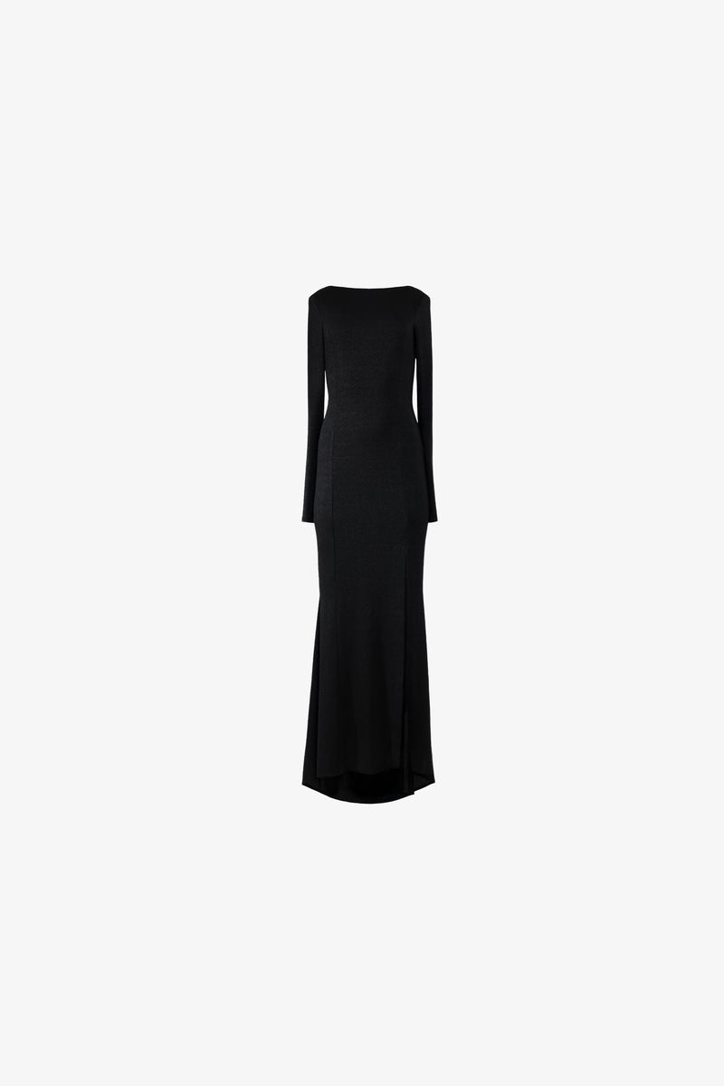 Maxi vestido de punto de diamante con cola