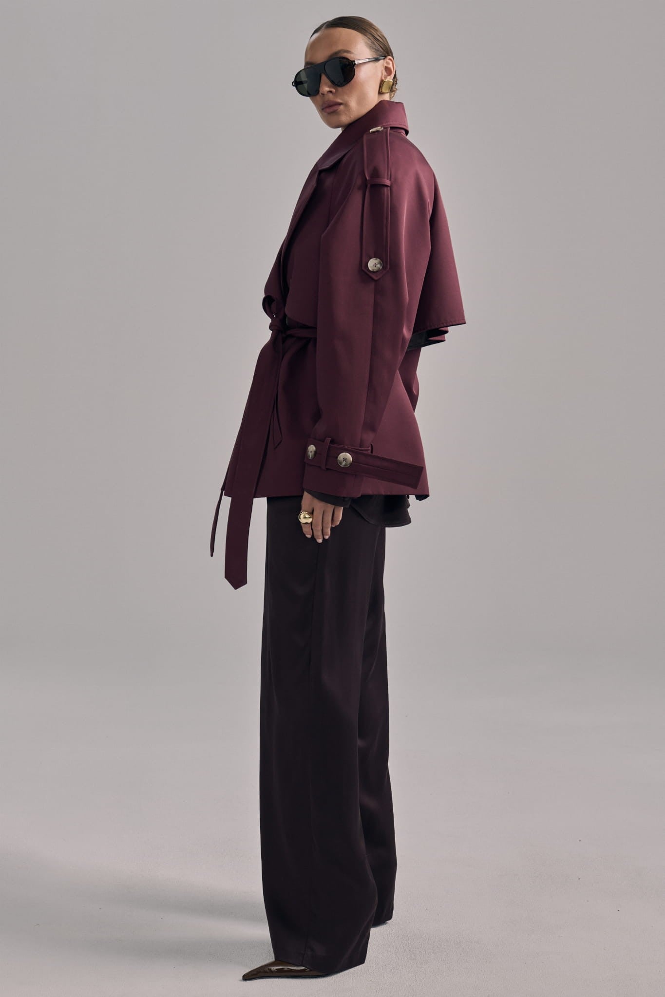 Burgundy Short trench coat Esme image 2