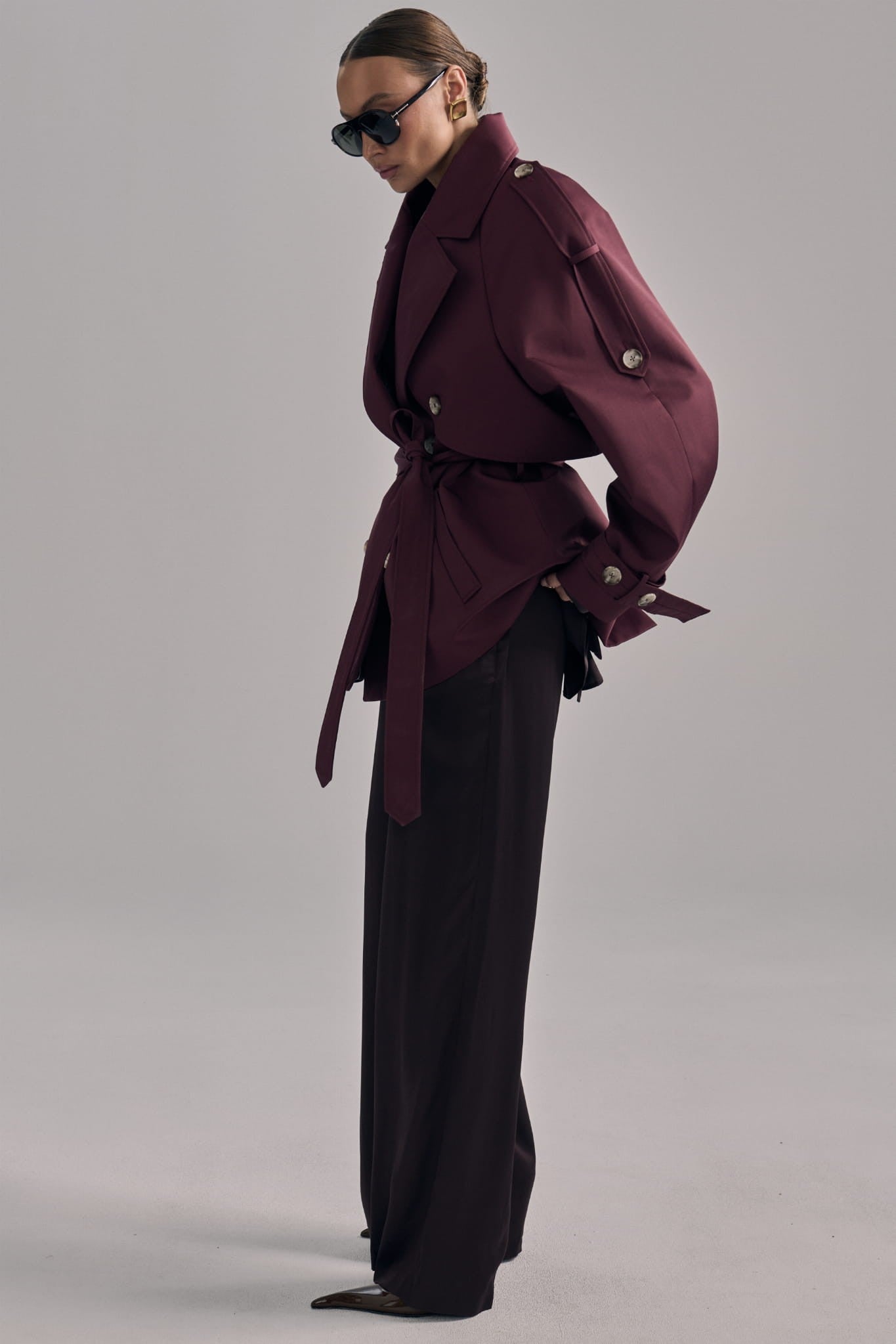 Burgundy Short trench coat Esme image 3