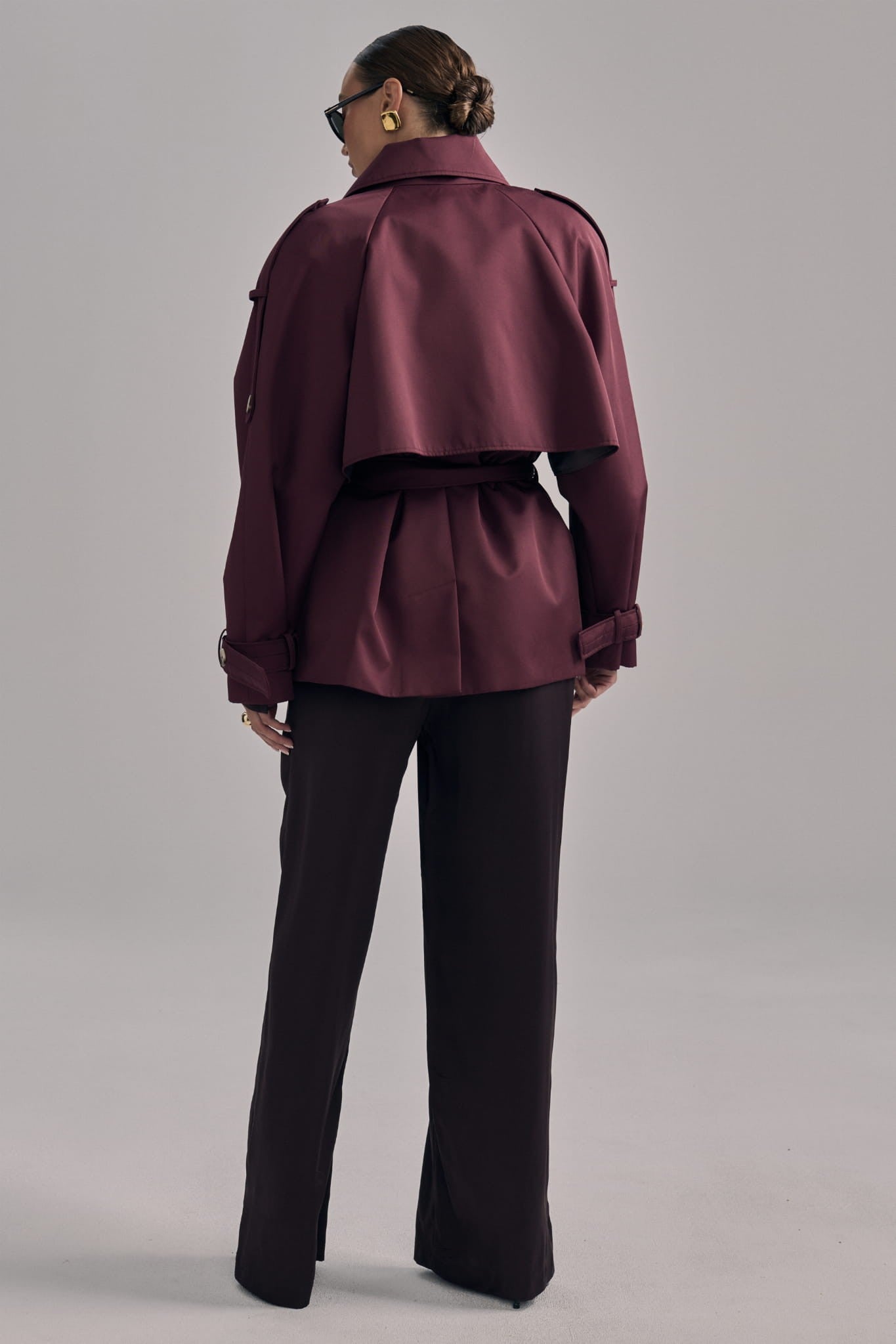 Burgundy Short trench coat Esme image 4