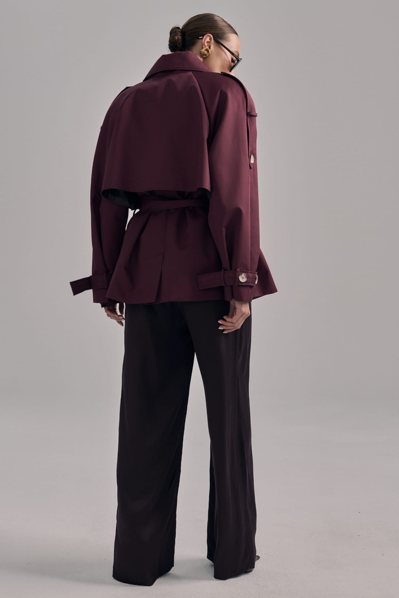 Burgundy Short trench coat Esme image 5
