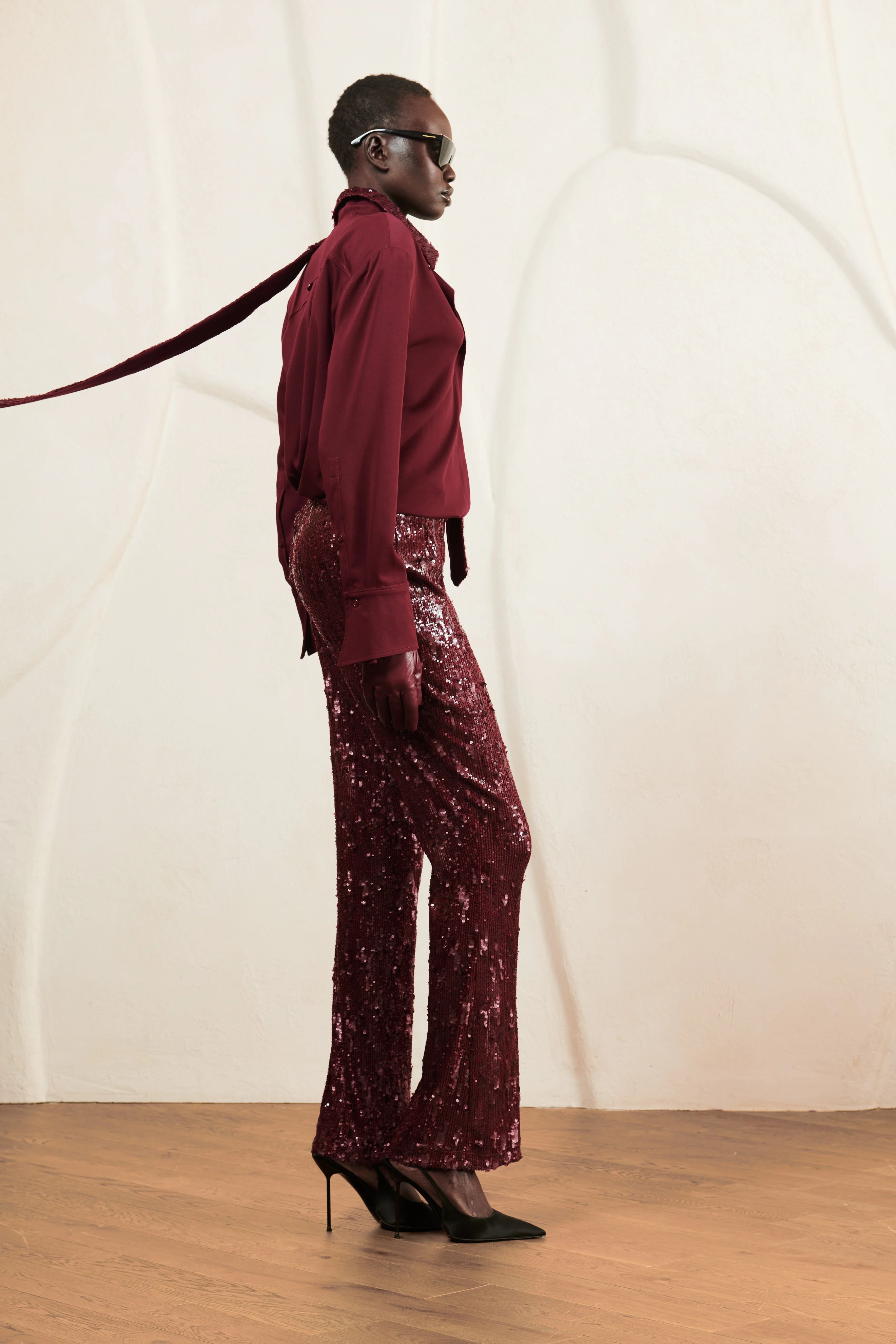 Burgundy Sparkle pants image 1