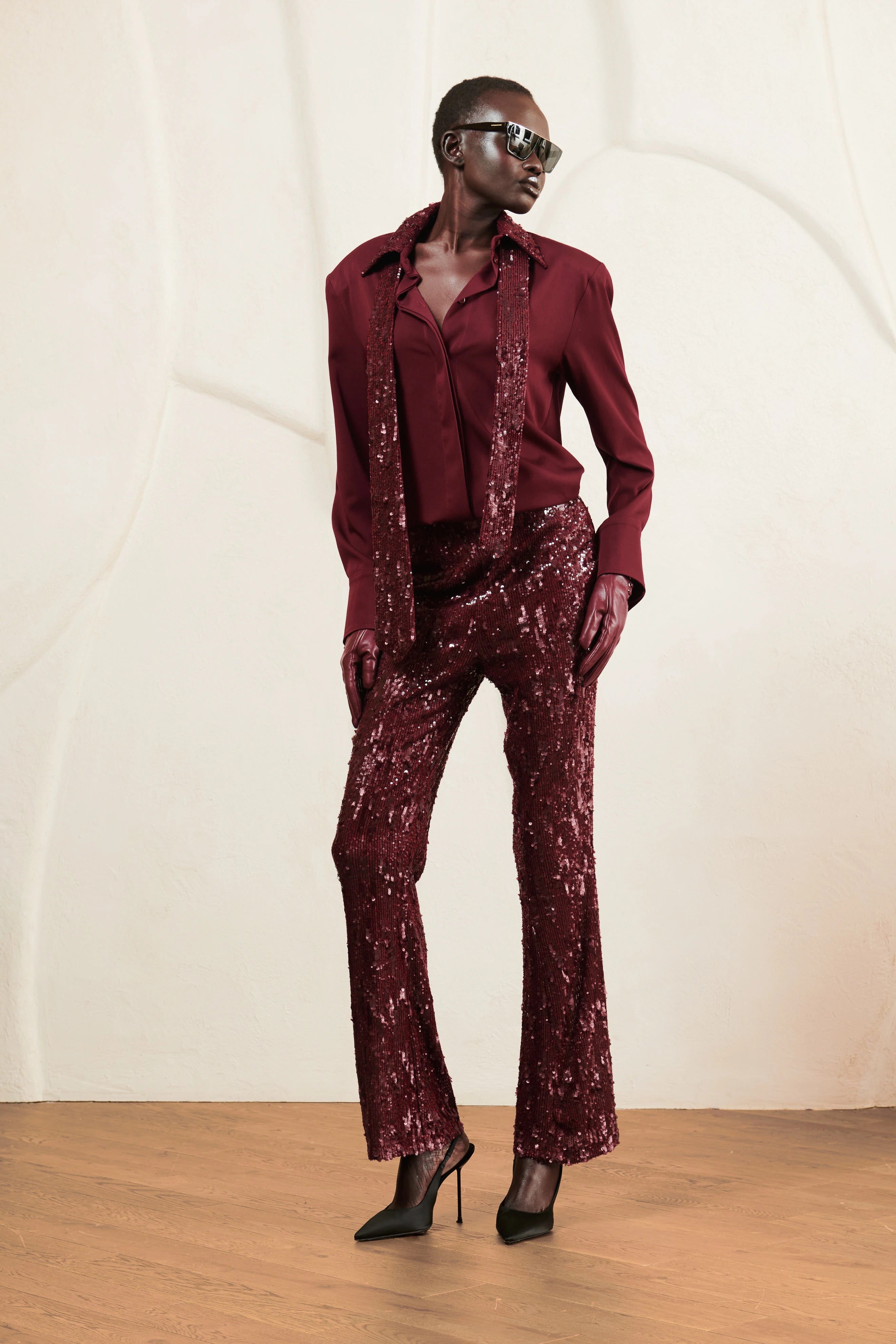 Burgundy Sparkle pants image 2