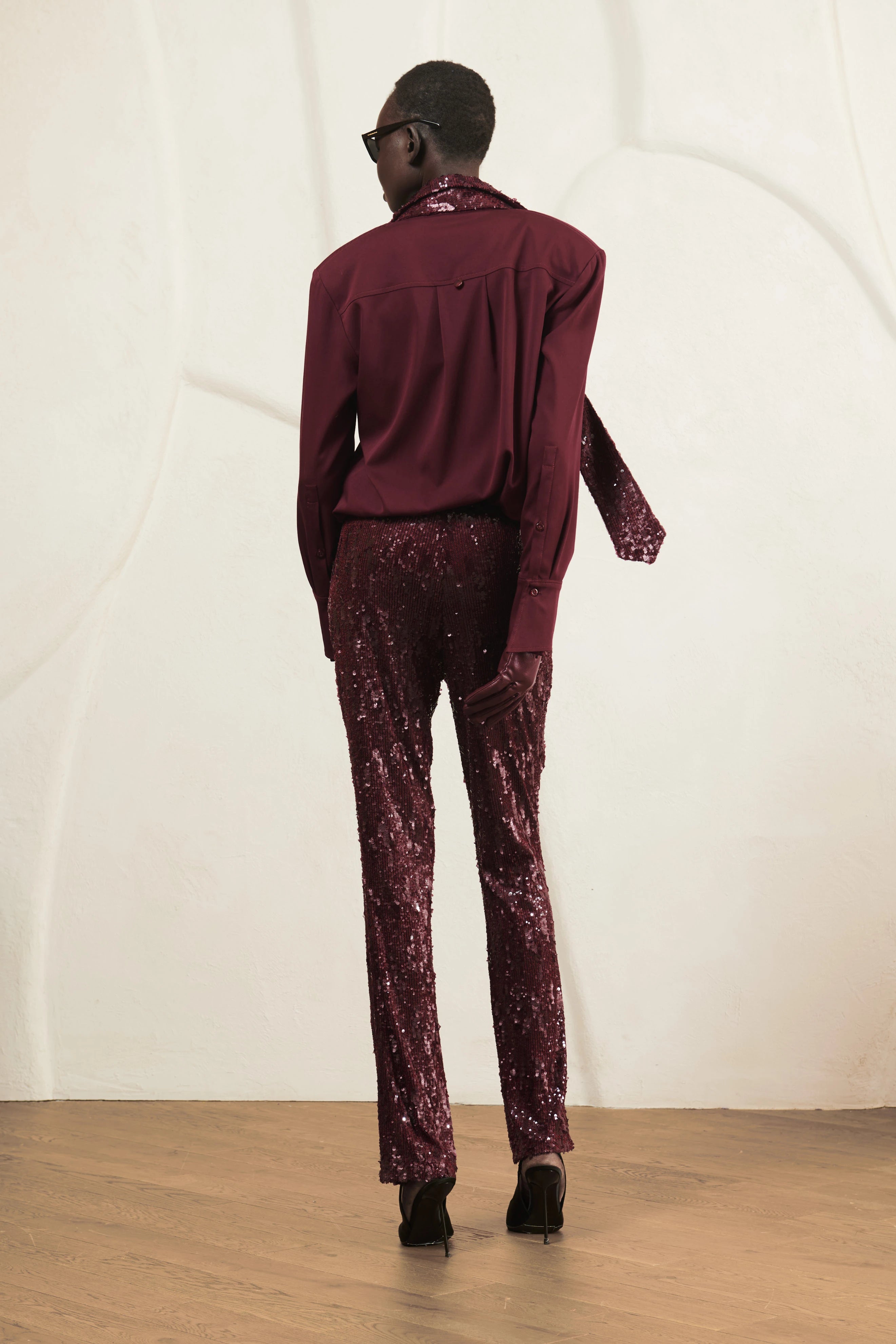 Burgundy Sparkle pants image 3